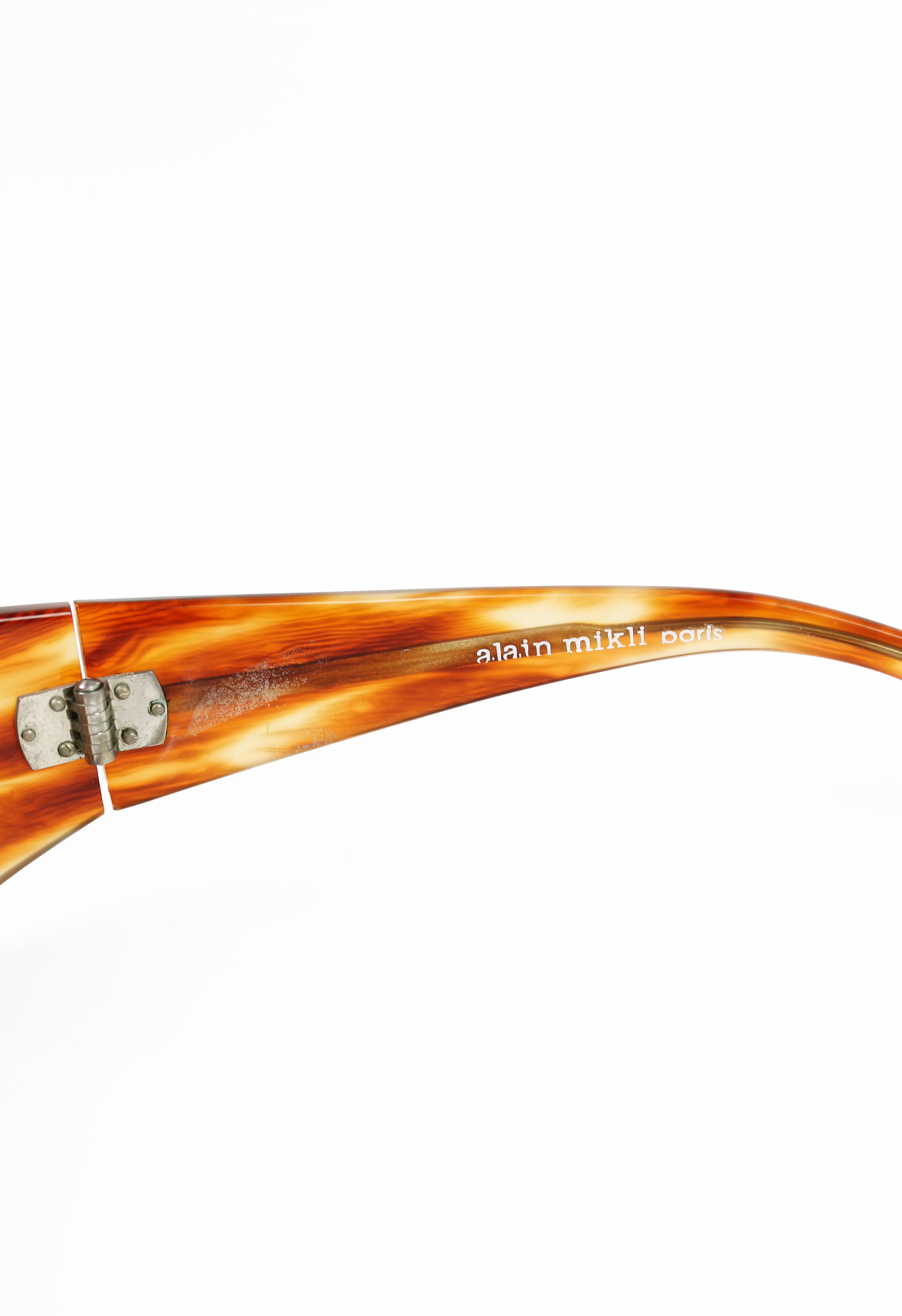 ALAIN MIKLI WOOD EFFECT WRAPAROUND SUNGLASSES