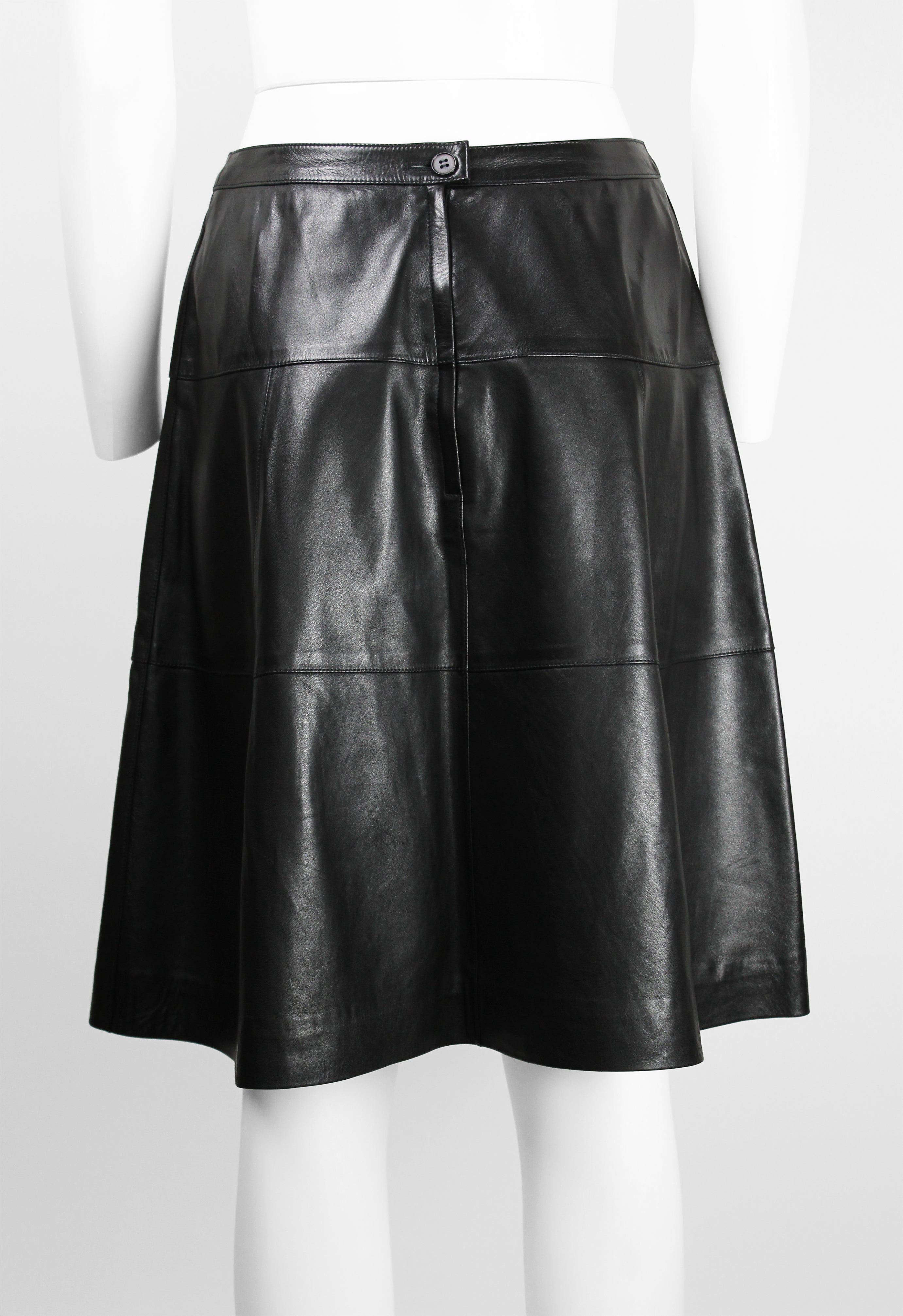 CHANEL FW 2001 BLACK LEATHER SKIRT