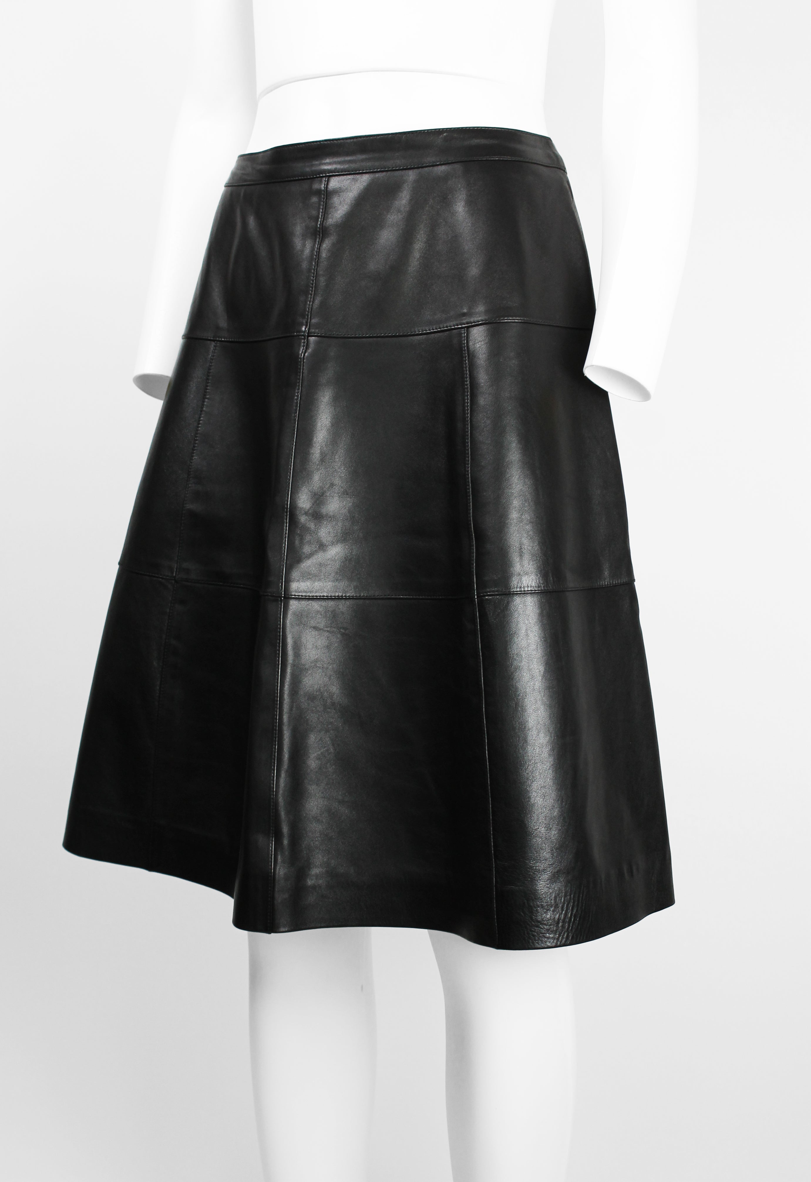 CHANEL FW 2001 BLACK LEATHER SKIRT