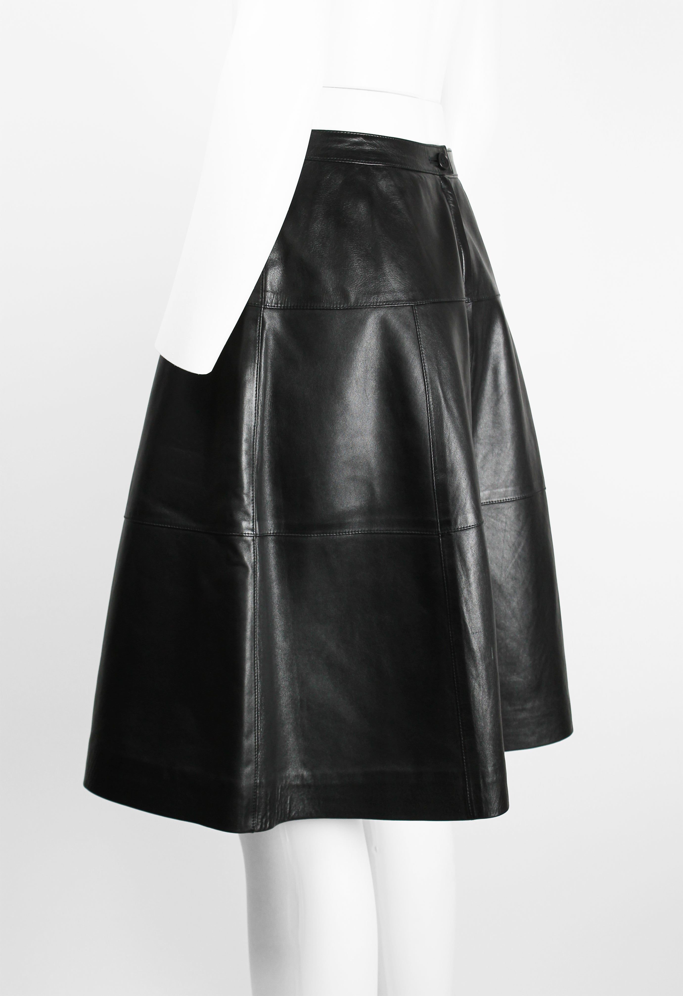 CHANEL FW 2001 BLACK LEATHER SKIRT