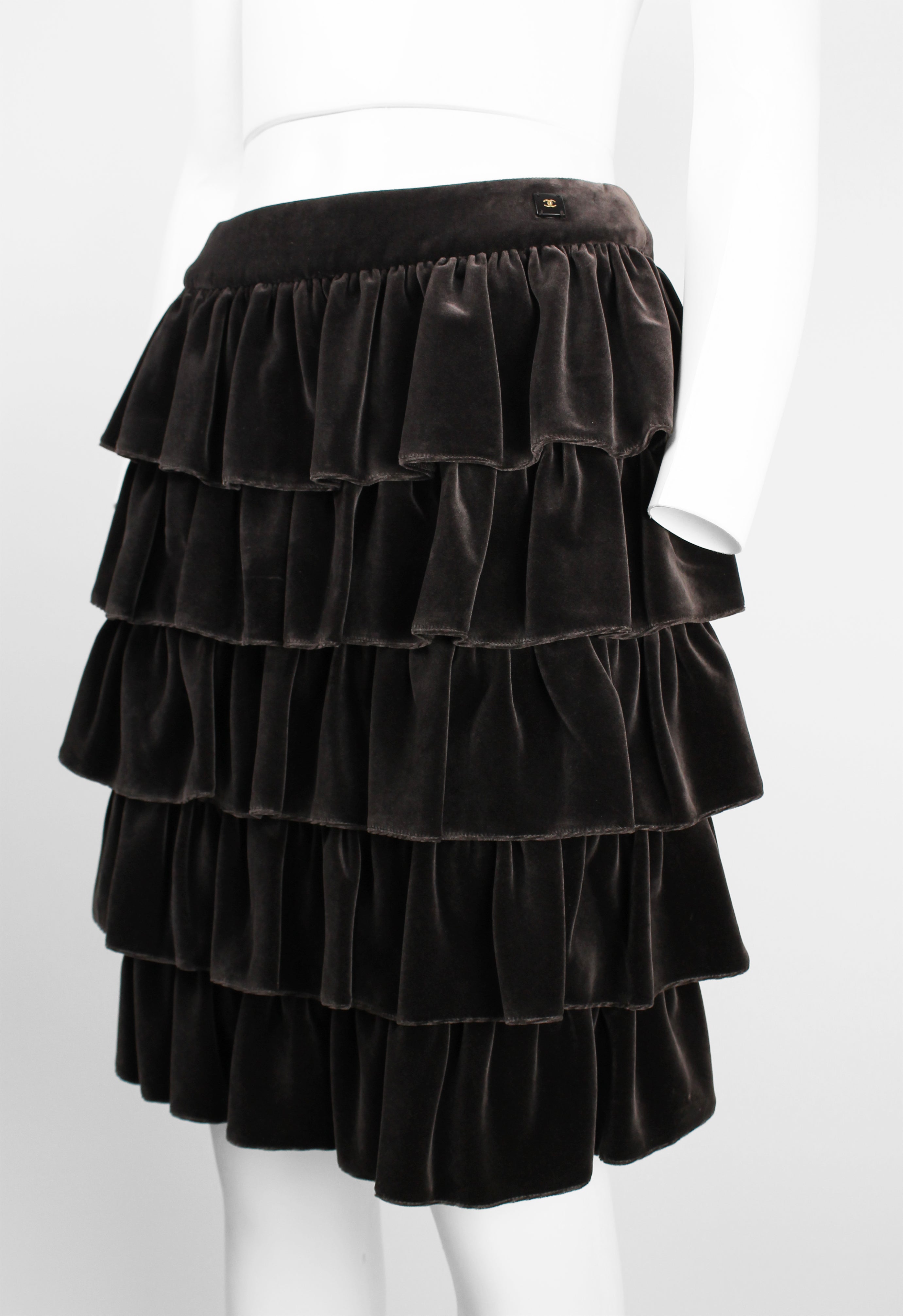 CHANEL FW 2001 VELVET RUFFLE SKIRT