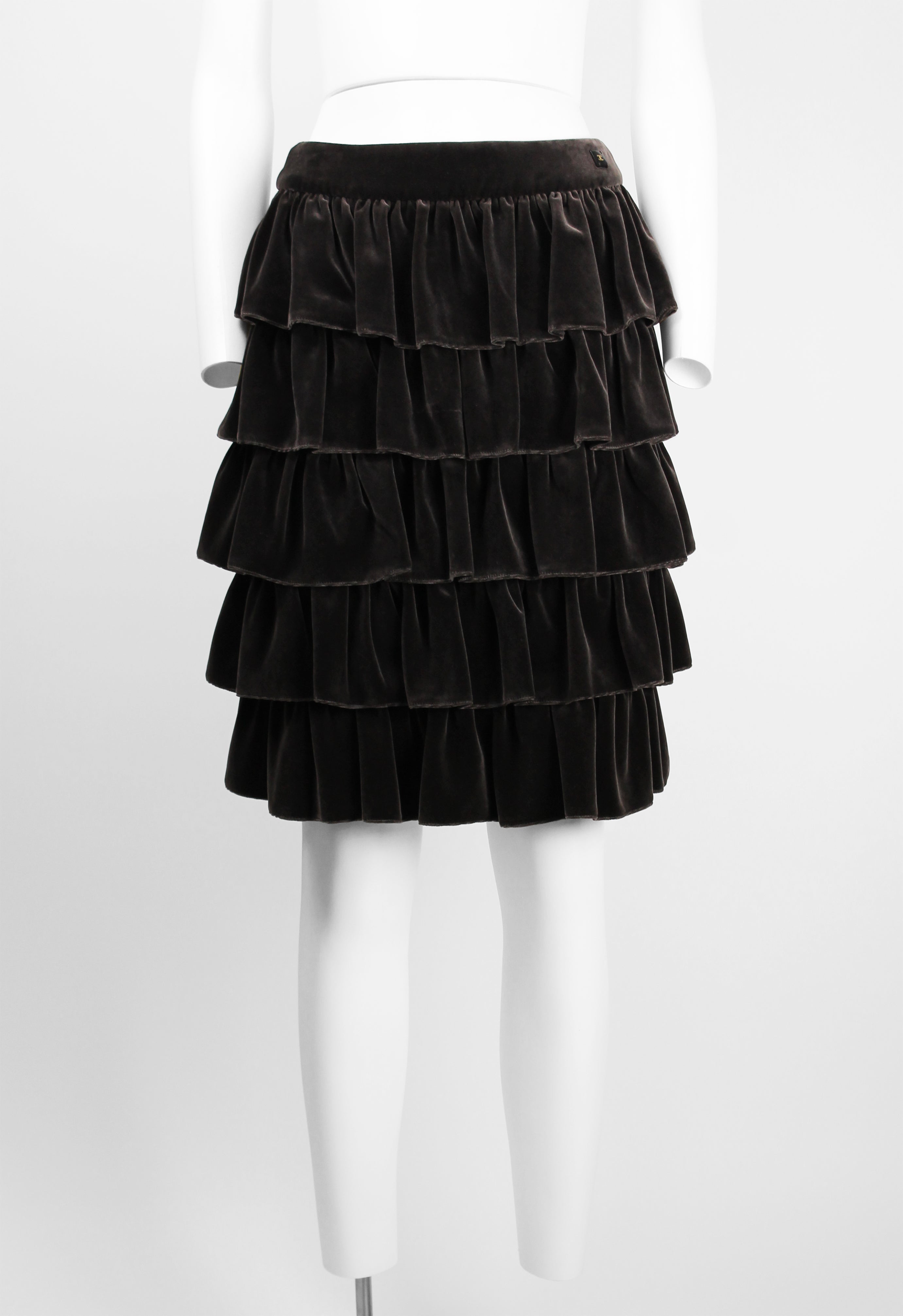 CHANEL FW 2001 VELVET RUFFLE SKIRT