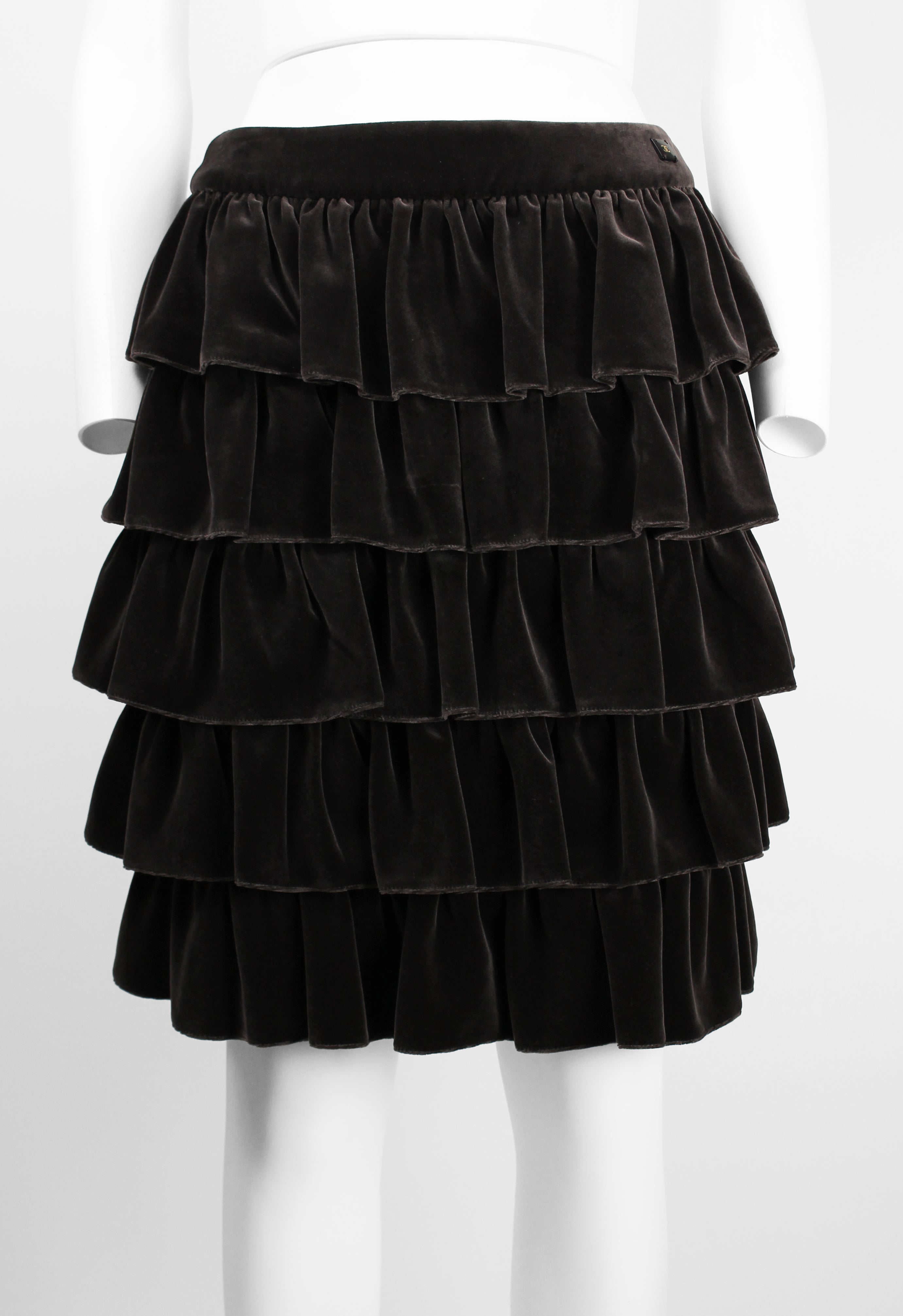CHANEL FW 2001 VELVET RUFFLE SKIRT