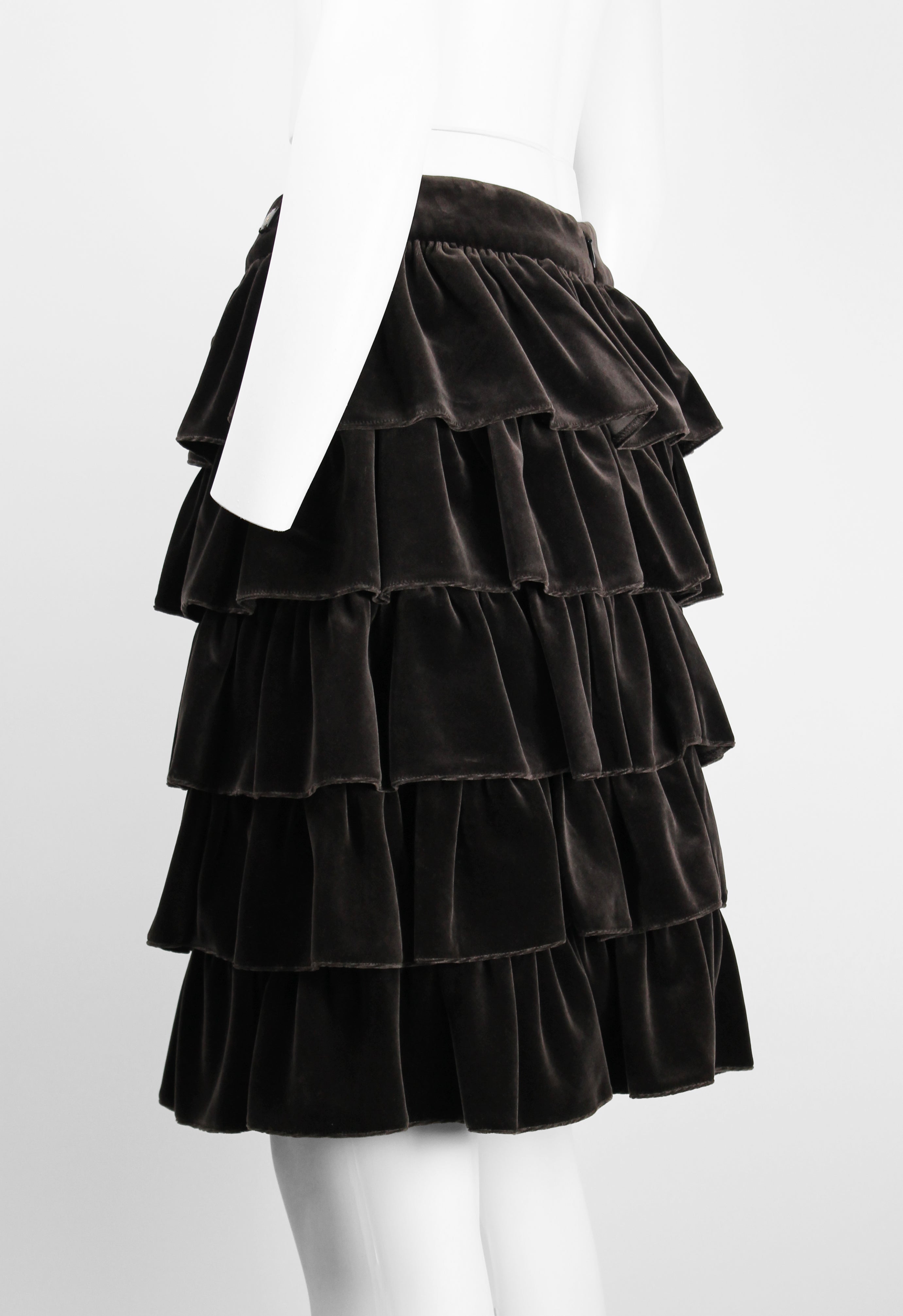 CHANEL FW 2001 VELVET RUFFLE SKIRT