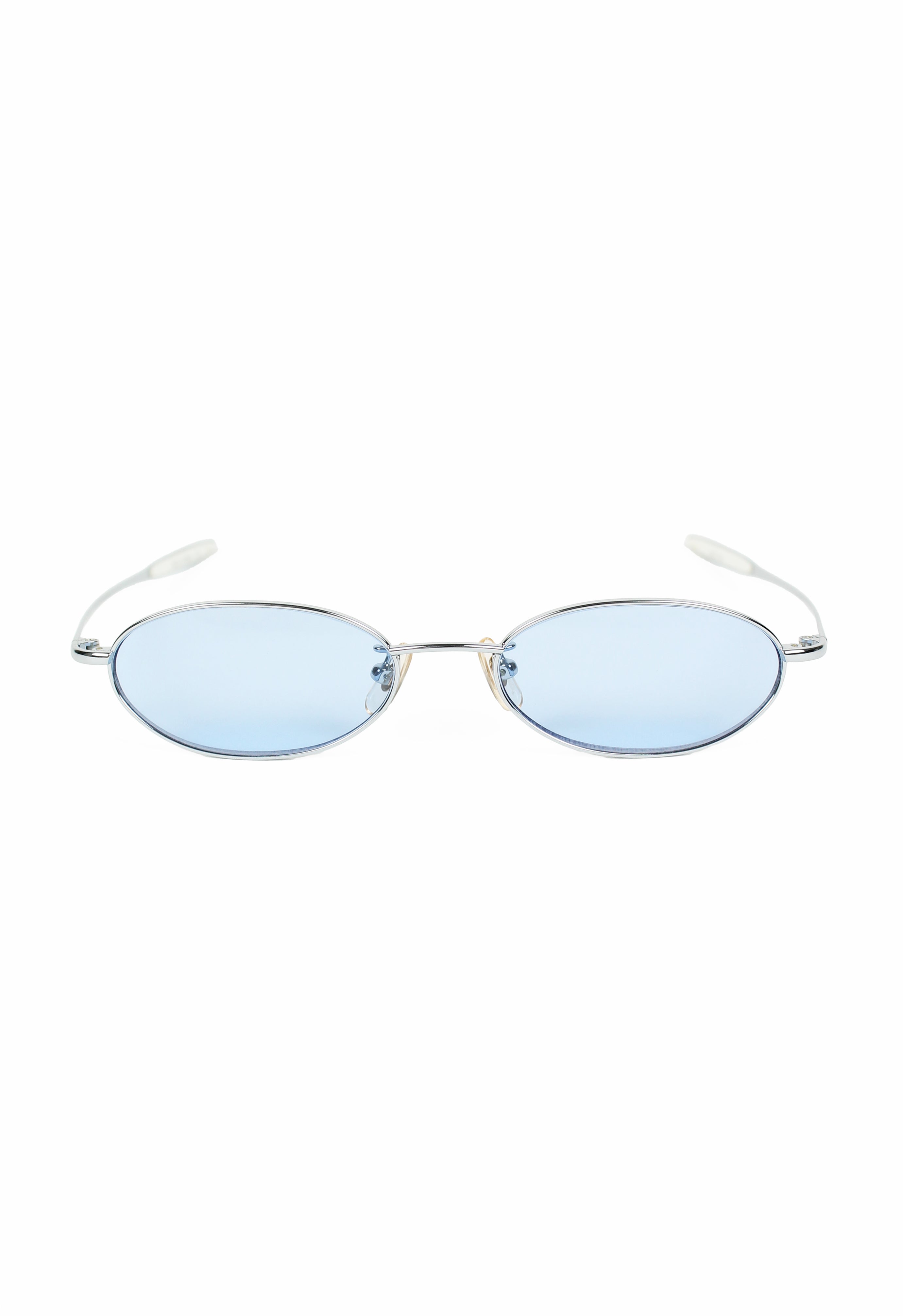 COURRÈGES 2000'S SILVER AND BLUE OVAL SUNGLASSES