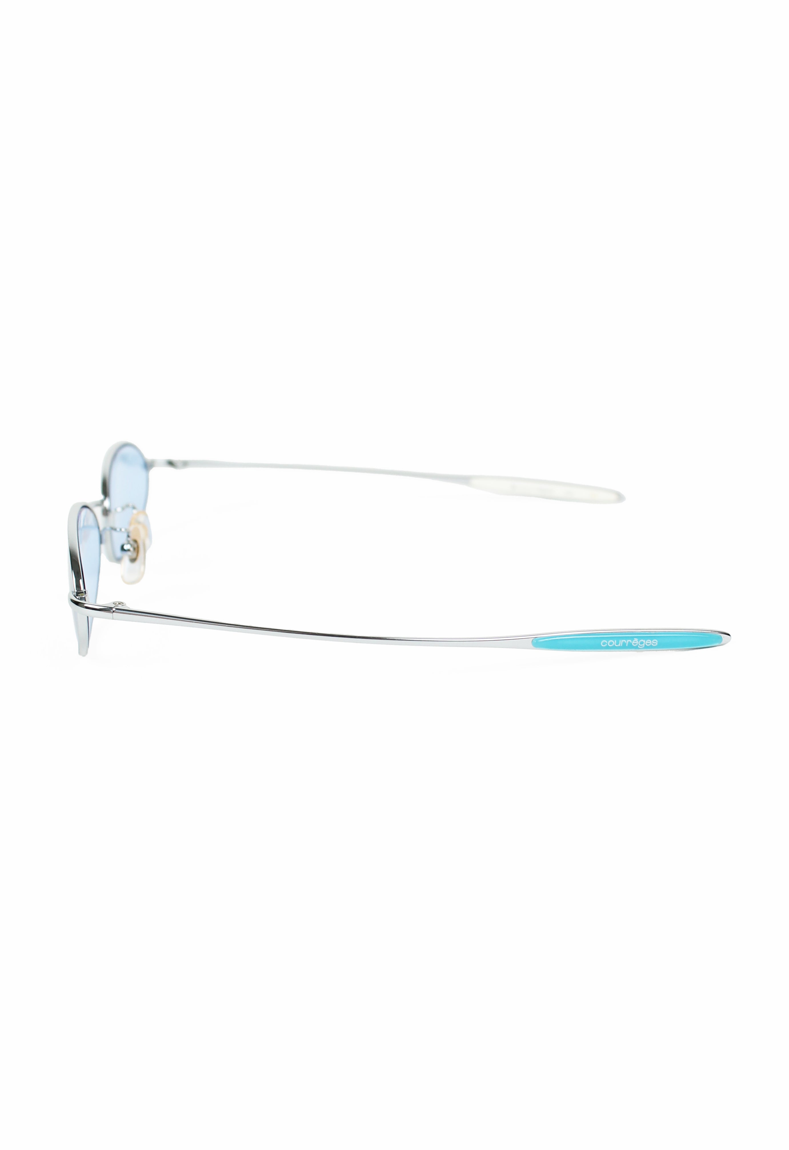 COURRÈGES 2000'S SILVER AND BLUE OVAL SUNGLASSES