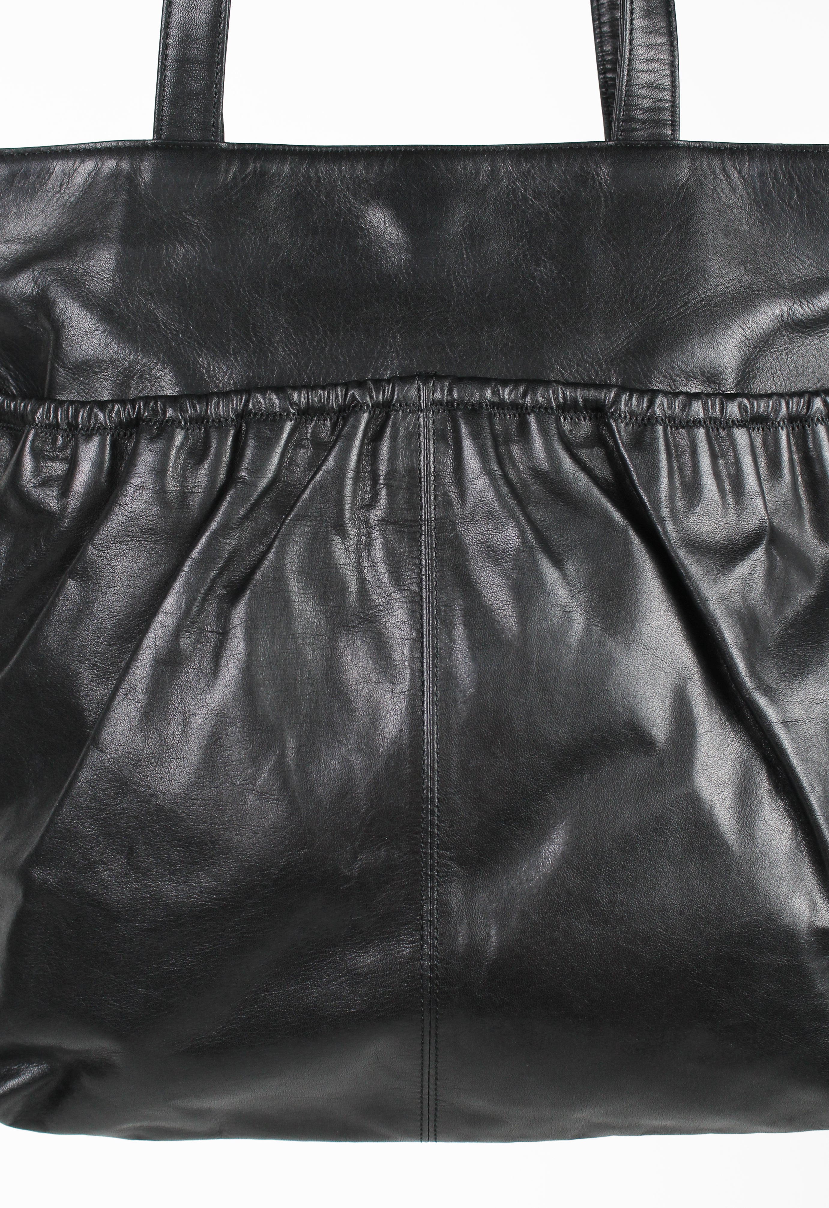 DRIES VAN NOTEN LEATHER RUCHED TOTE BAG