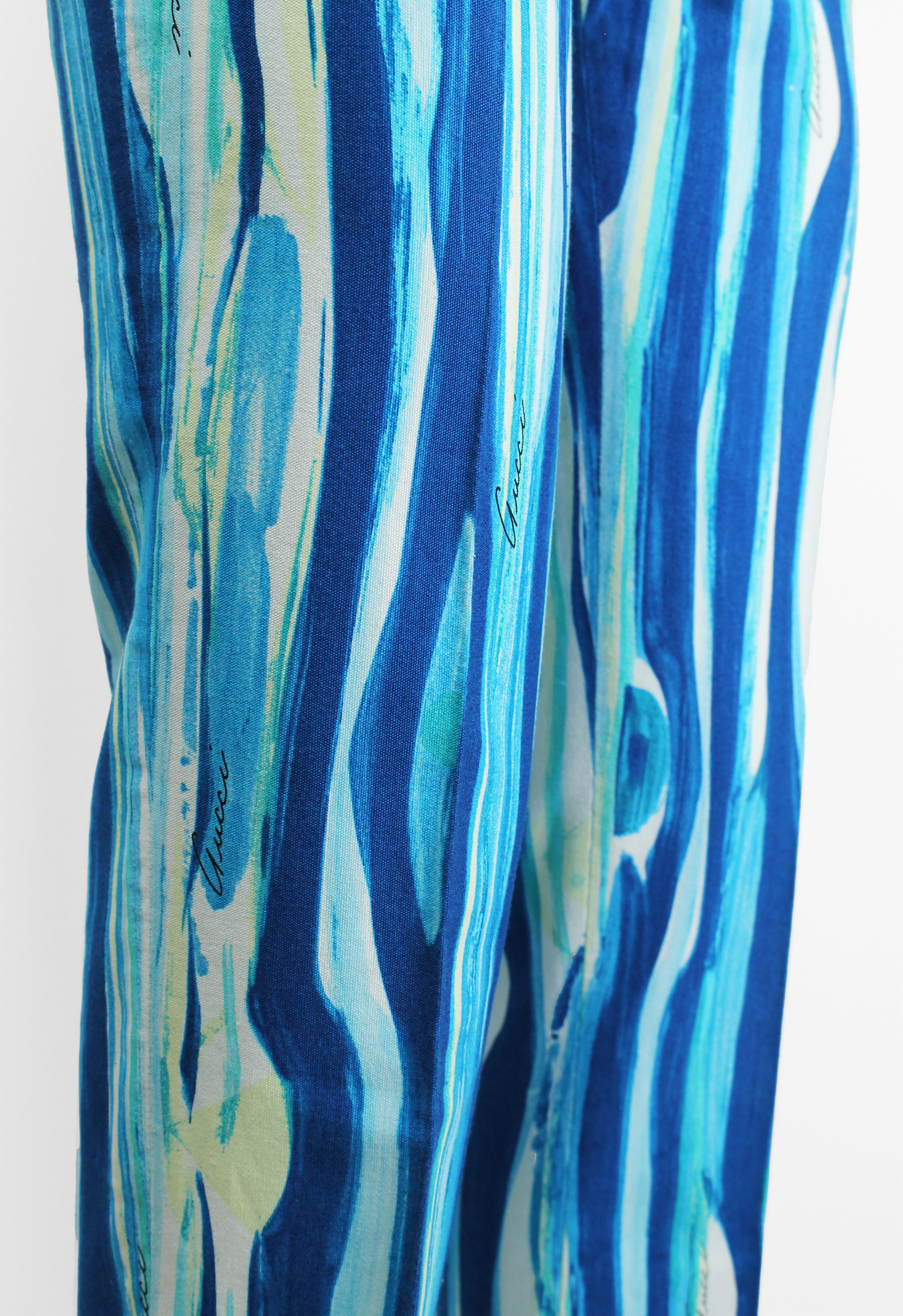 GUCCI TOM FORD SS 1996 BLUE PAINTED PRINT TROUSERS