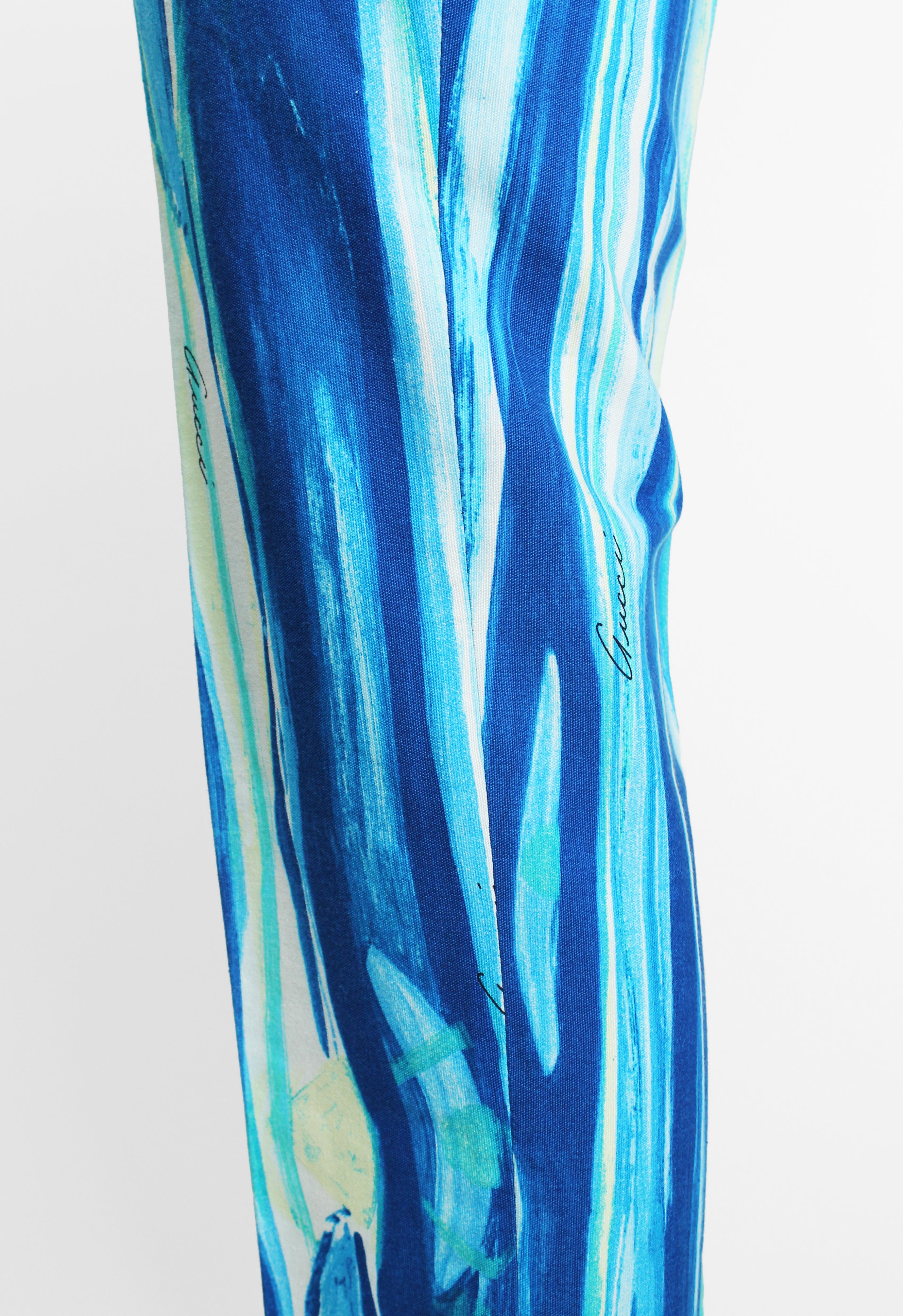GUCCI TOM FORD SS 1996 BLUE PAINTED PRINT TROUSERS