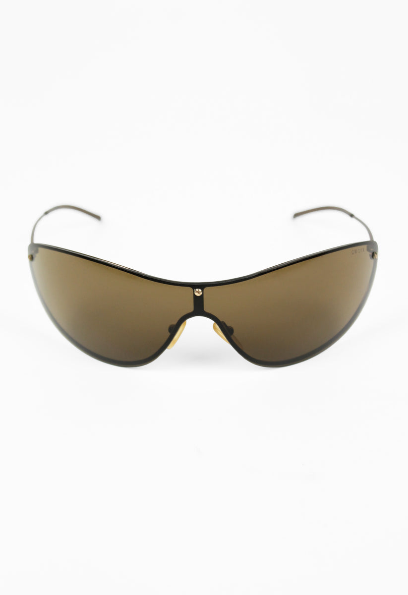GUCCI TOM FORD SS 2001 BROWN CURVED WRAPAROUND SUNGLASSES