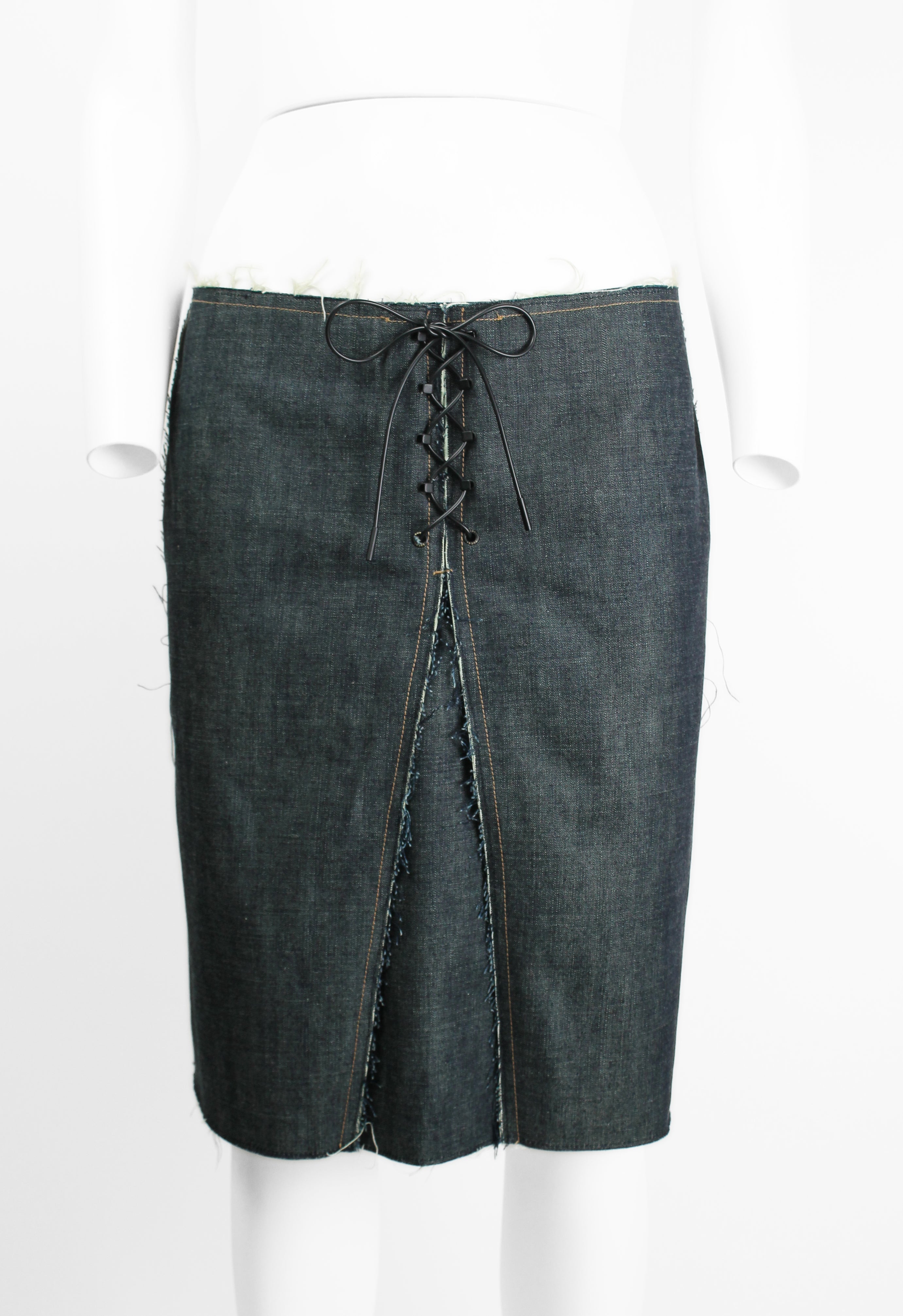 GUCCI TOM FORD SS 2002 LACE UP DENIM SKIRT – THE 543