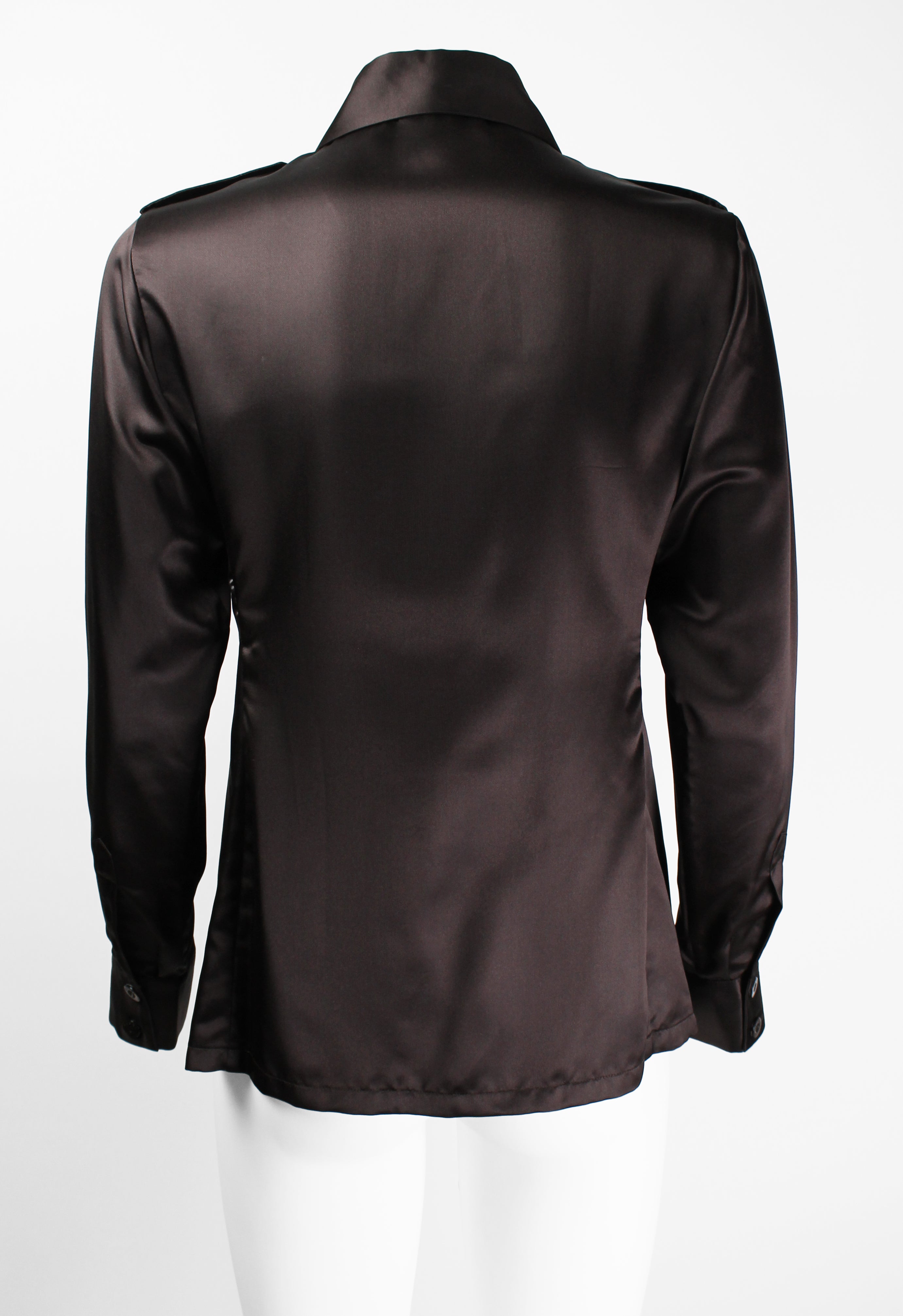 GUCCI TOM FORD FW 1996 BROWN SILK MILITARY SHIRT