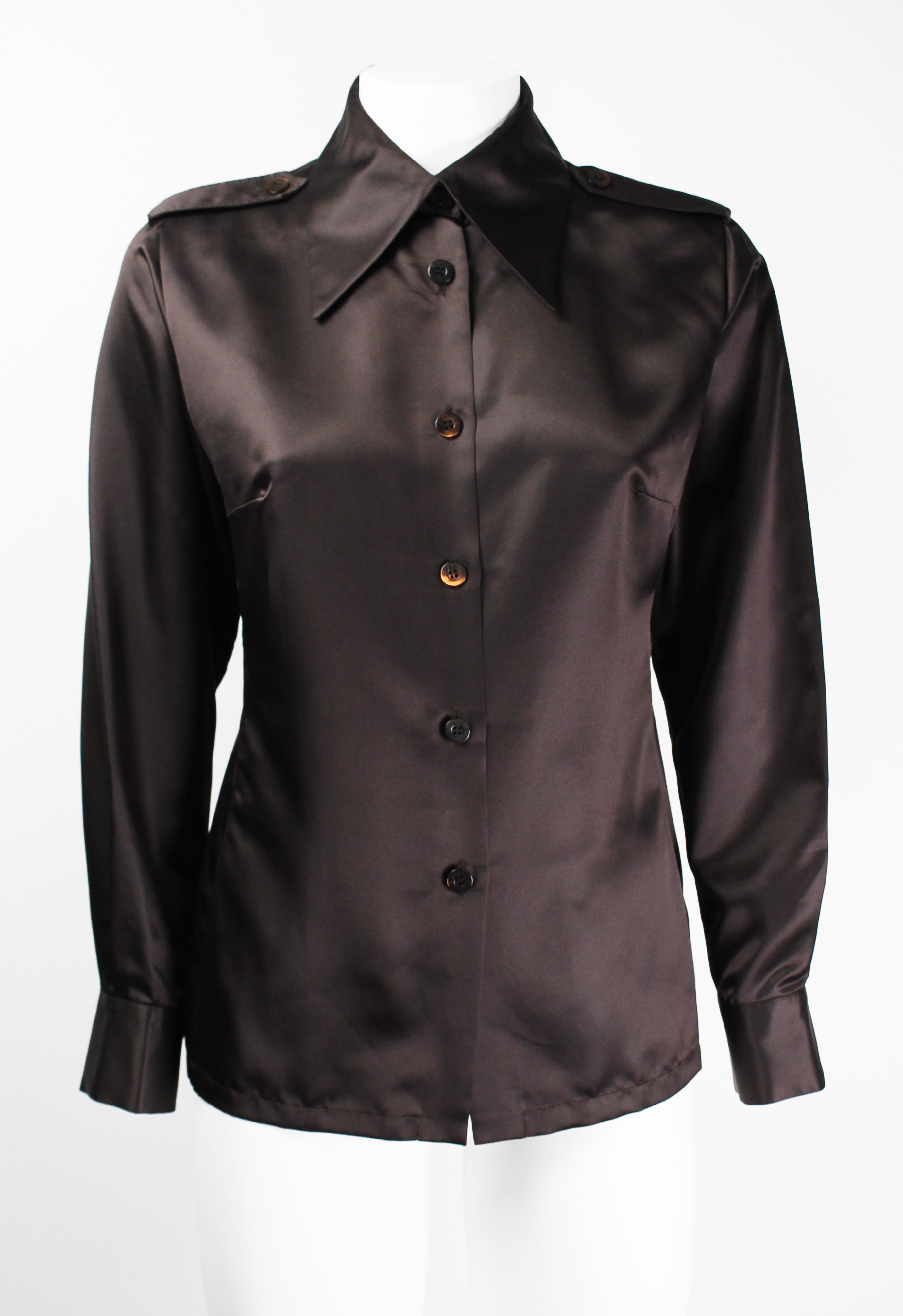 GUCCI TOM FORD FW 1996 BROWN SILK MILITARY SHIRT
