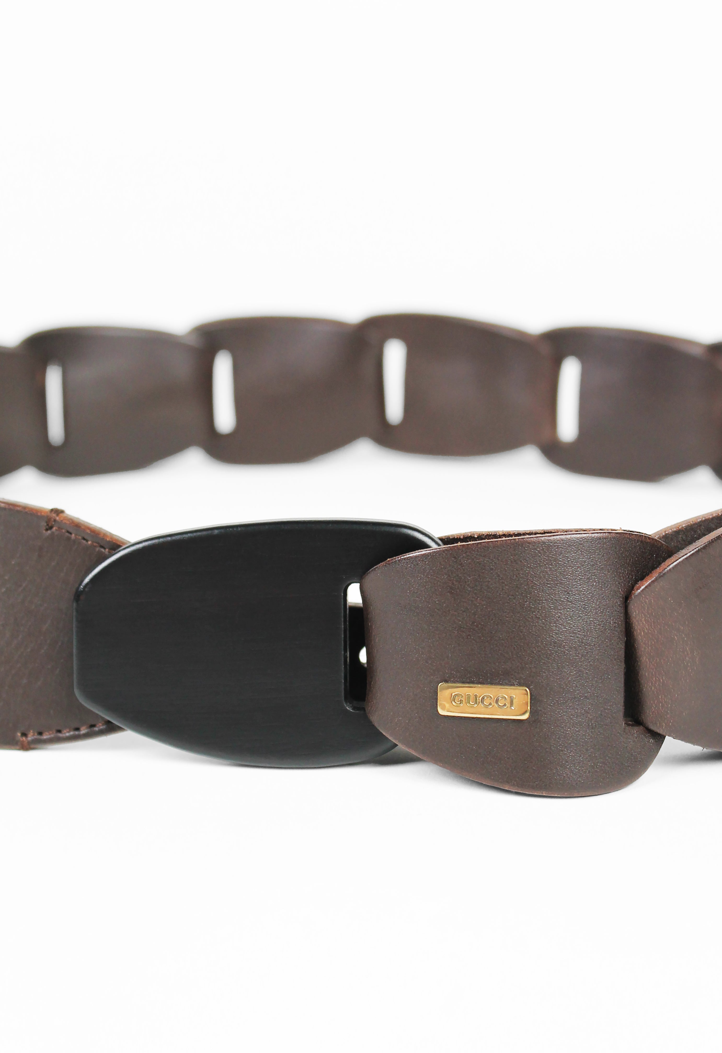 GUCCI TOM FORD SS 1997 BROWN LEATHER CHAIN BELT