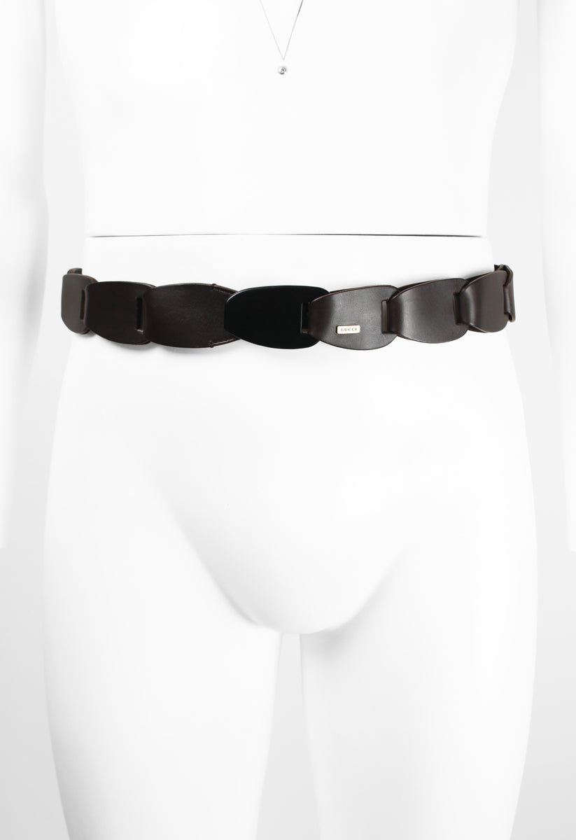 GUCCI TOM FORD SS 1997 BROWN LEATHER CHAIN BELT – THE 543 GUCCI TOM FORD SS 1997 BROWN LEATHER CHAIN BELT – THE 543