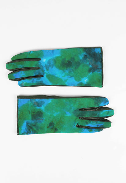 ISSEY MIYAKE FW 2001 GREEN AND BLUE DYED LEATHER GLOVES