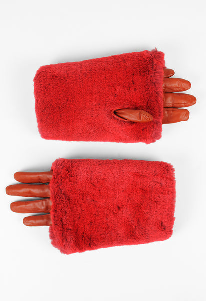 ISSEY MIYAKE LEATHER AND FUR GLOVES