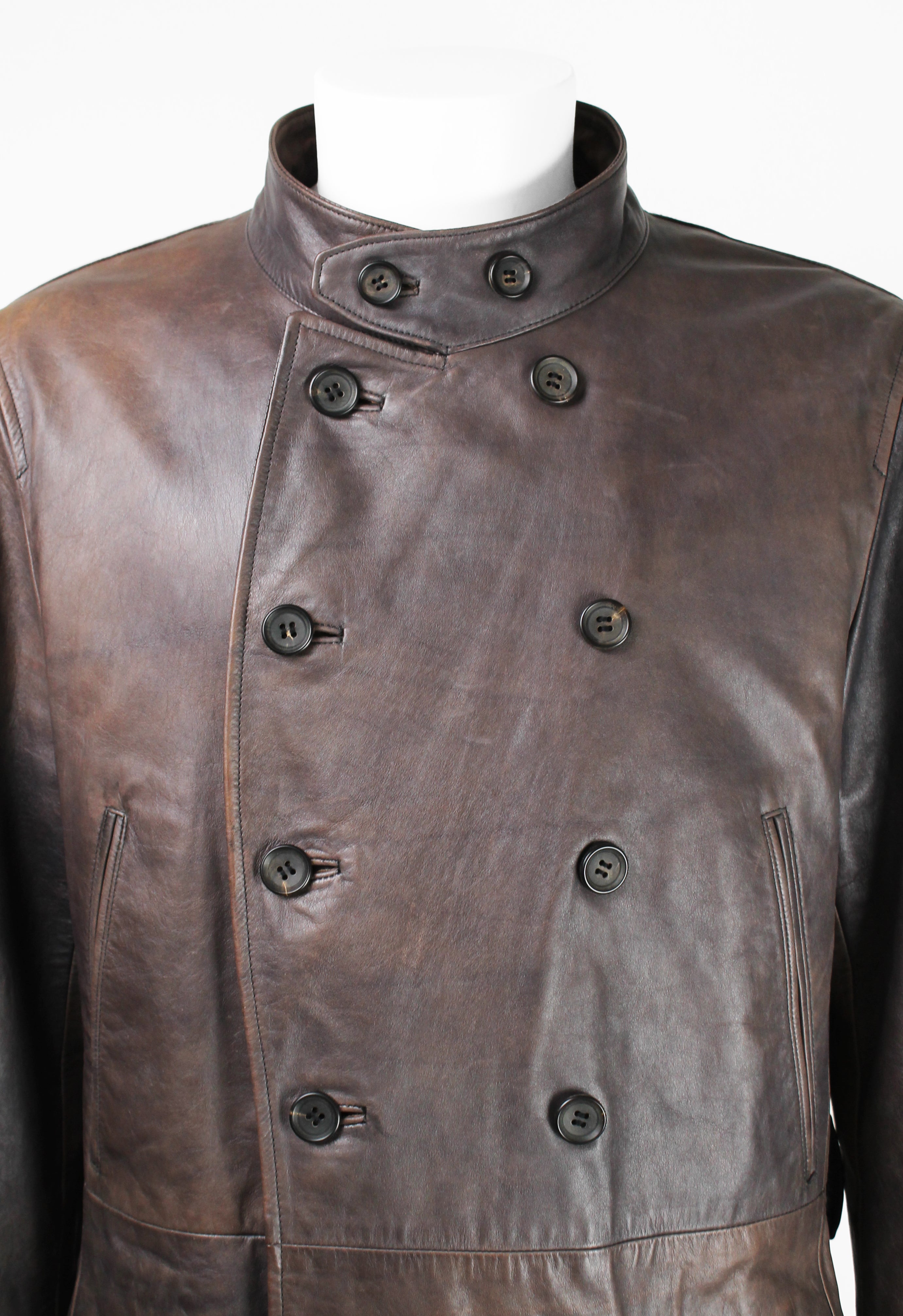 ISSEY MIYAKE MEN FW 2006 LEATHER CONVERTIBLE BUCKLE COAT