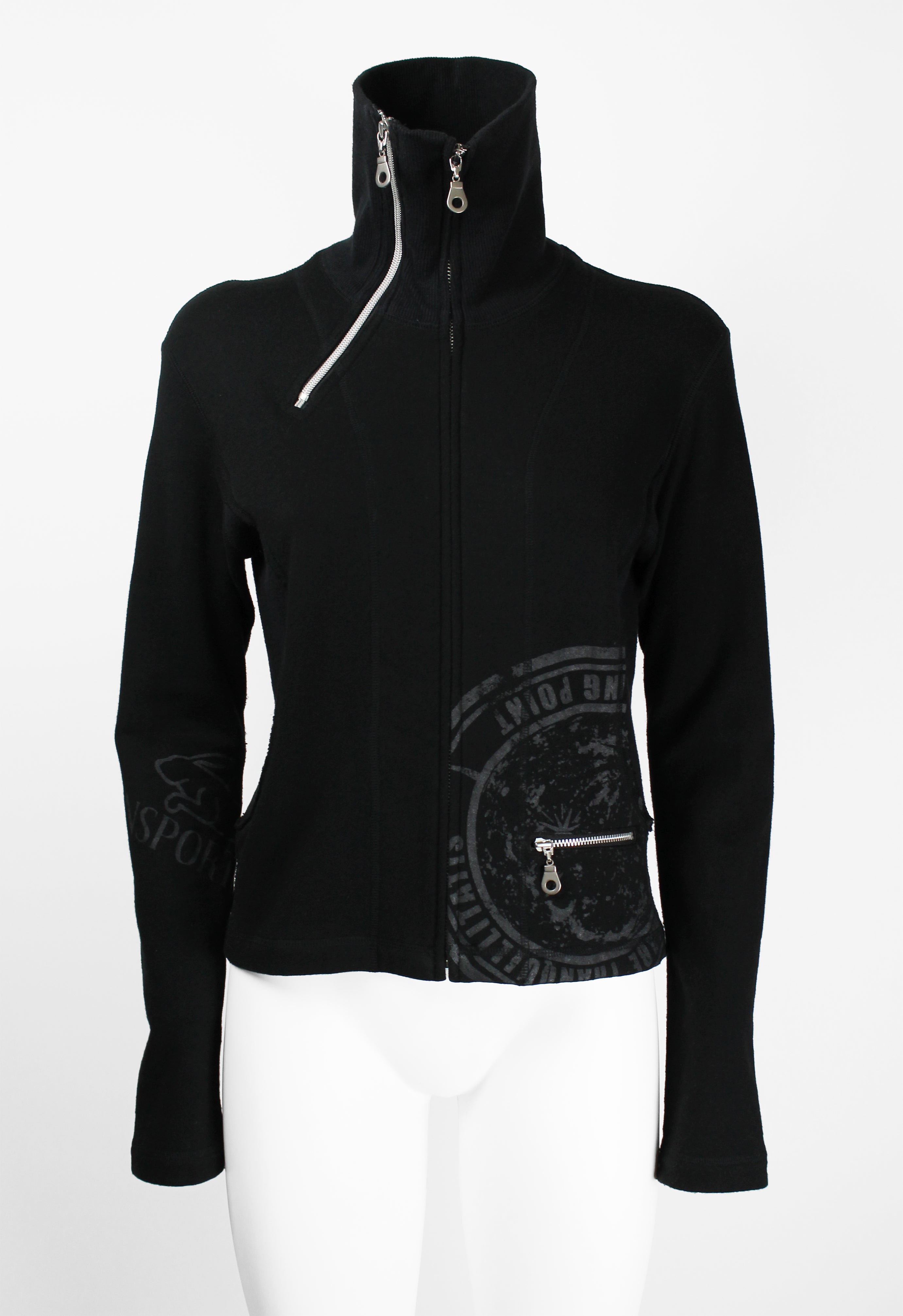 ISSEY MIYAKE FW 2004 BLACK GRAPHIC DOUBLE ZIP SWEATER