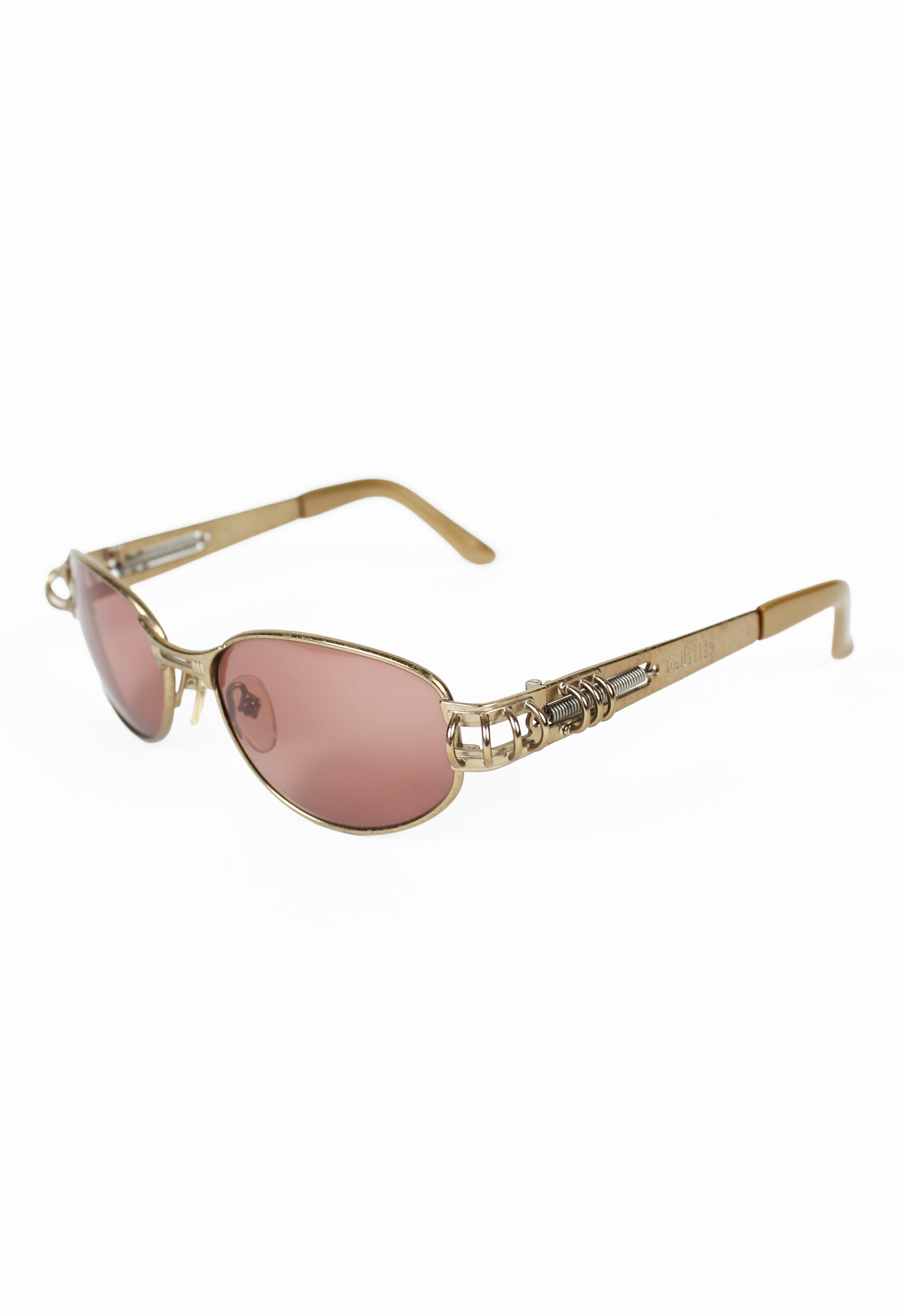 JEAN PAUL GAULTIER 1990'S GOLD SPRING AND HOOP PIERCING SUNGLASSES