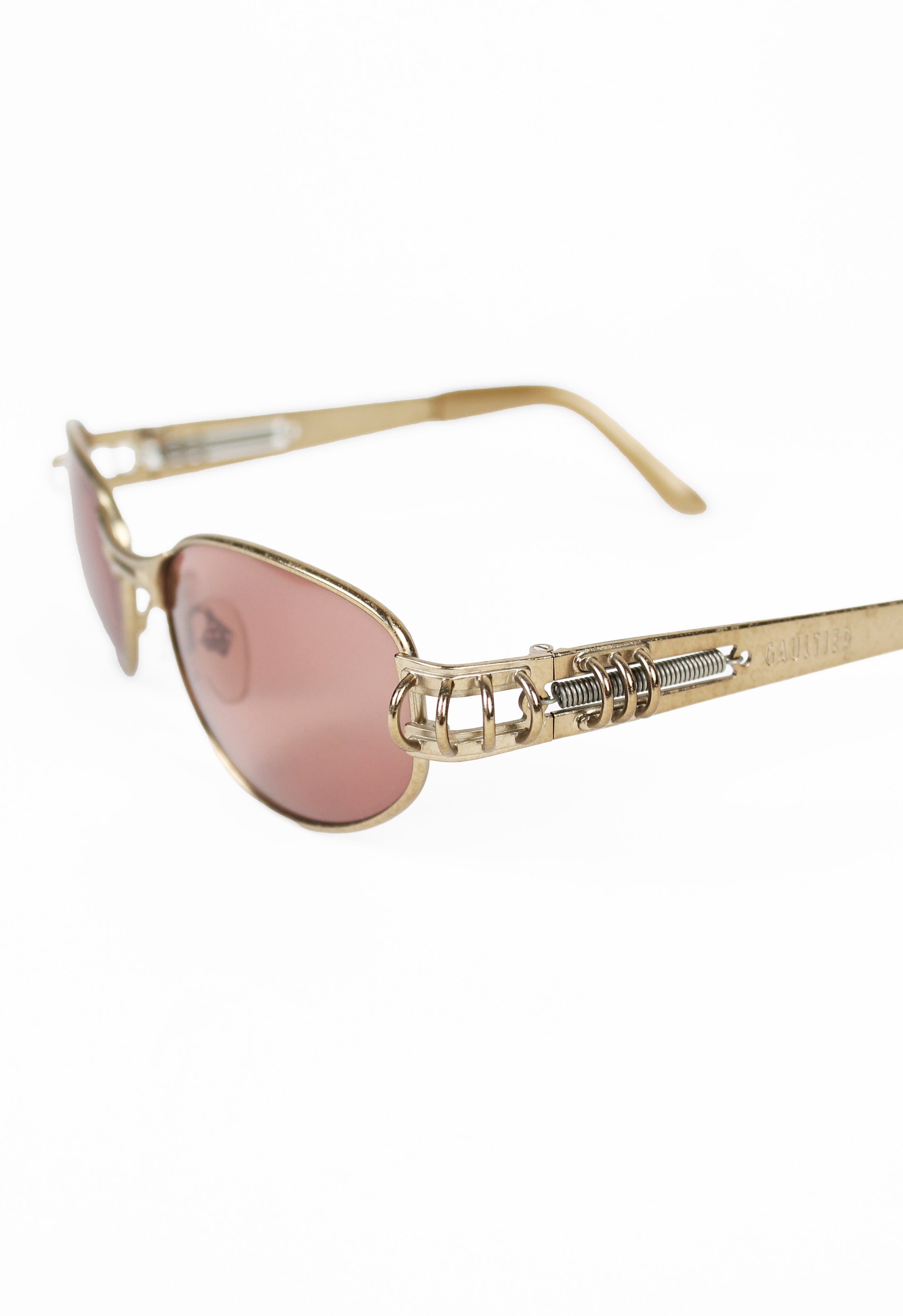 JEAN PAUL GAULTIER 1990'S GOLD SPRING AND HOOP PIERCING SUNGLASSES
