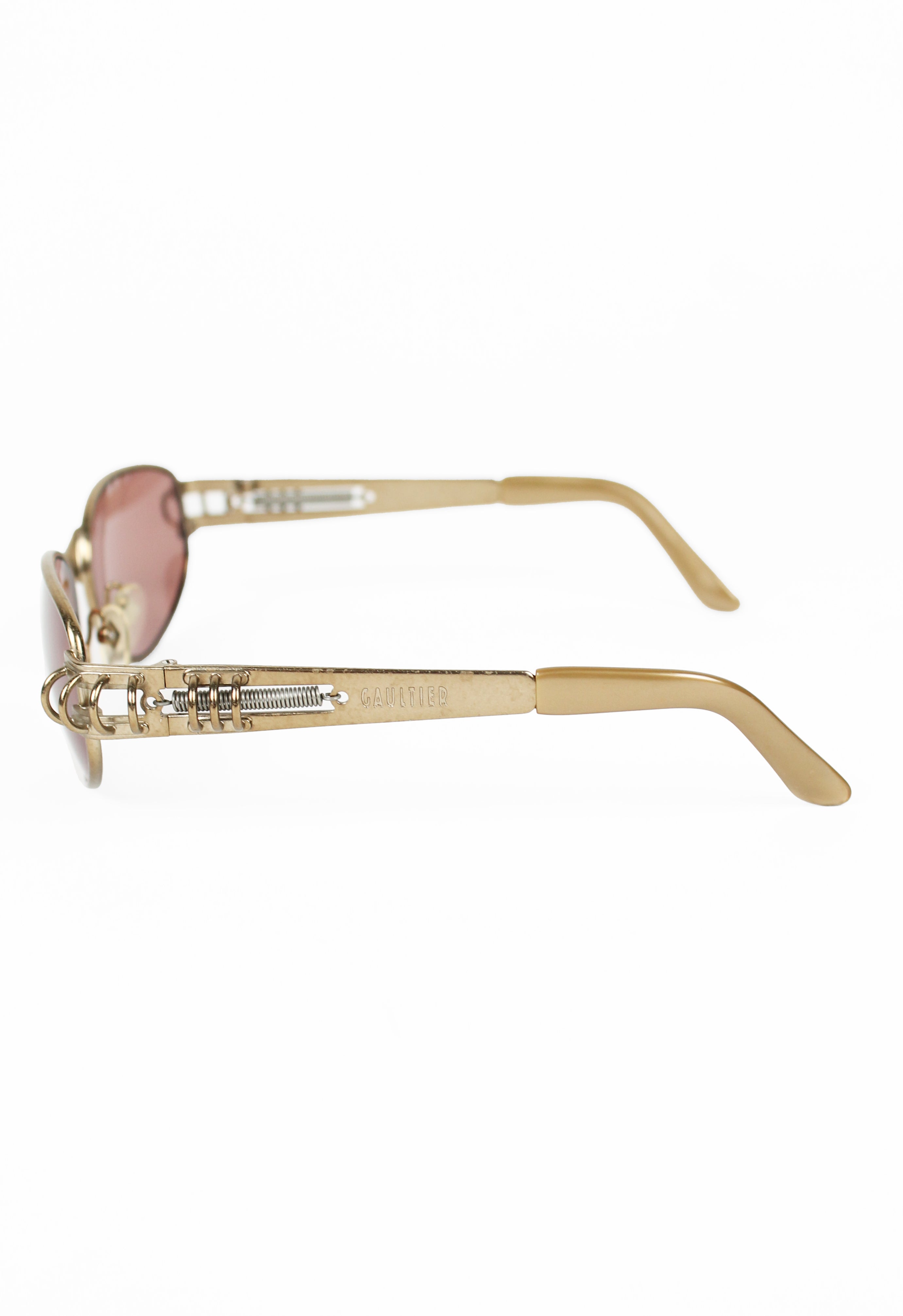 JEAN PAUL GAULTIER 1990'S GOLD SPRING AND HOOP PIERCING SUNGLASSES