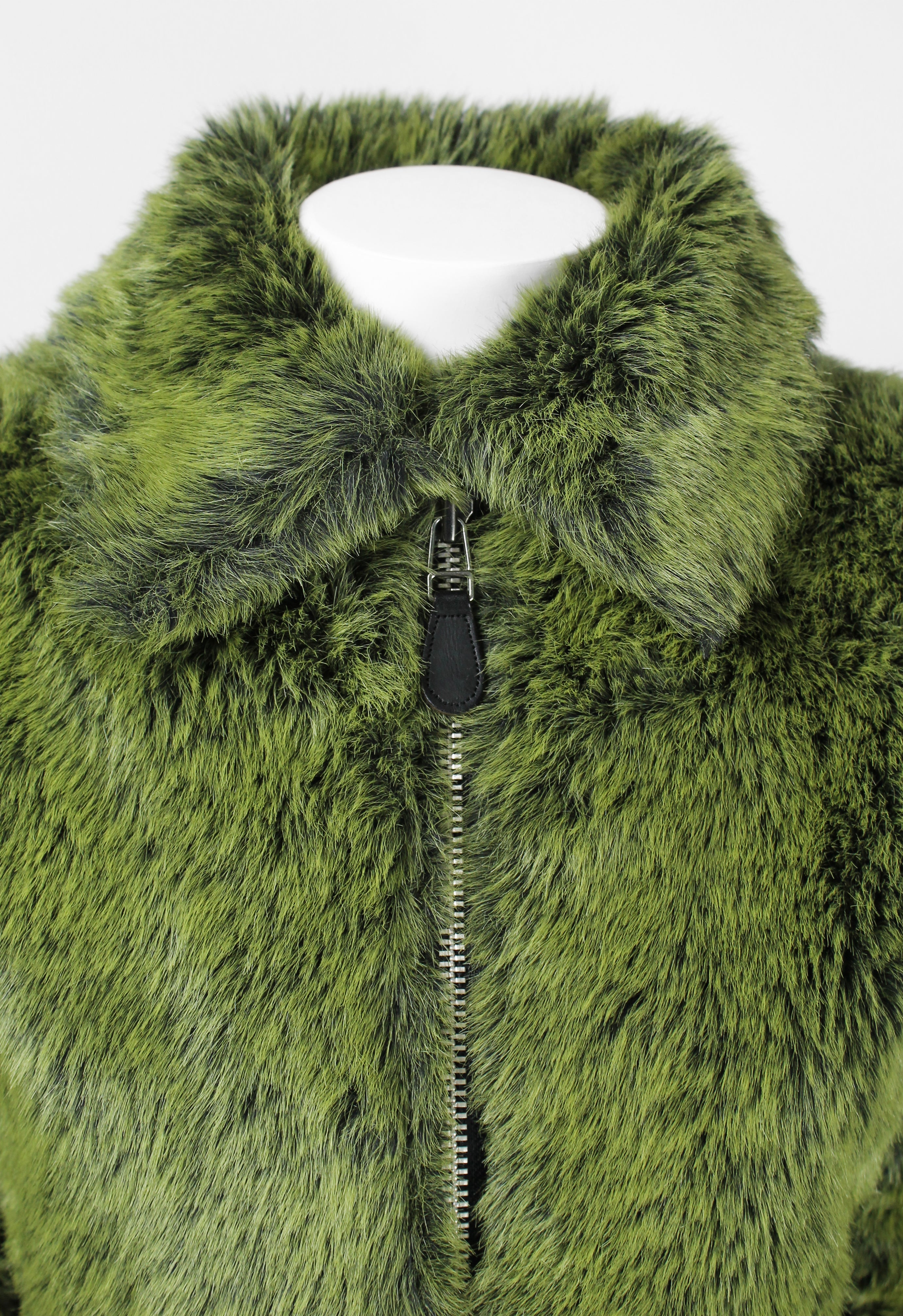 JEAN PAUL GAULTIER FW 1995 CROPPED GREEN FAUX FUR JACKET