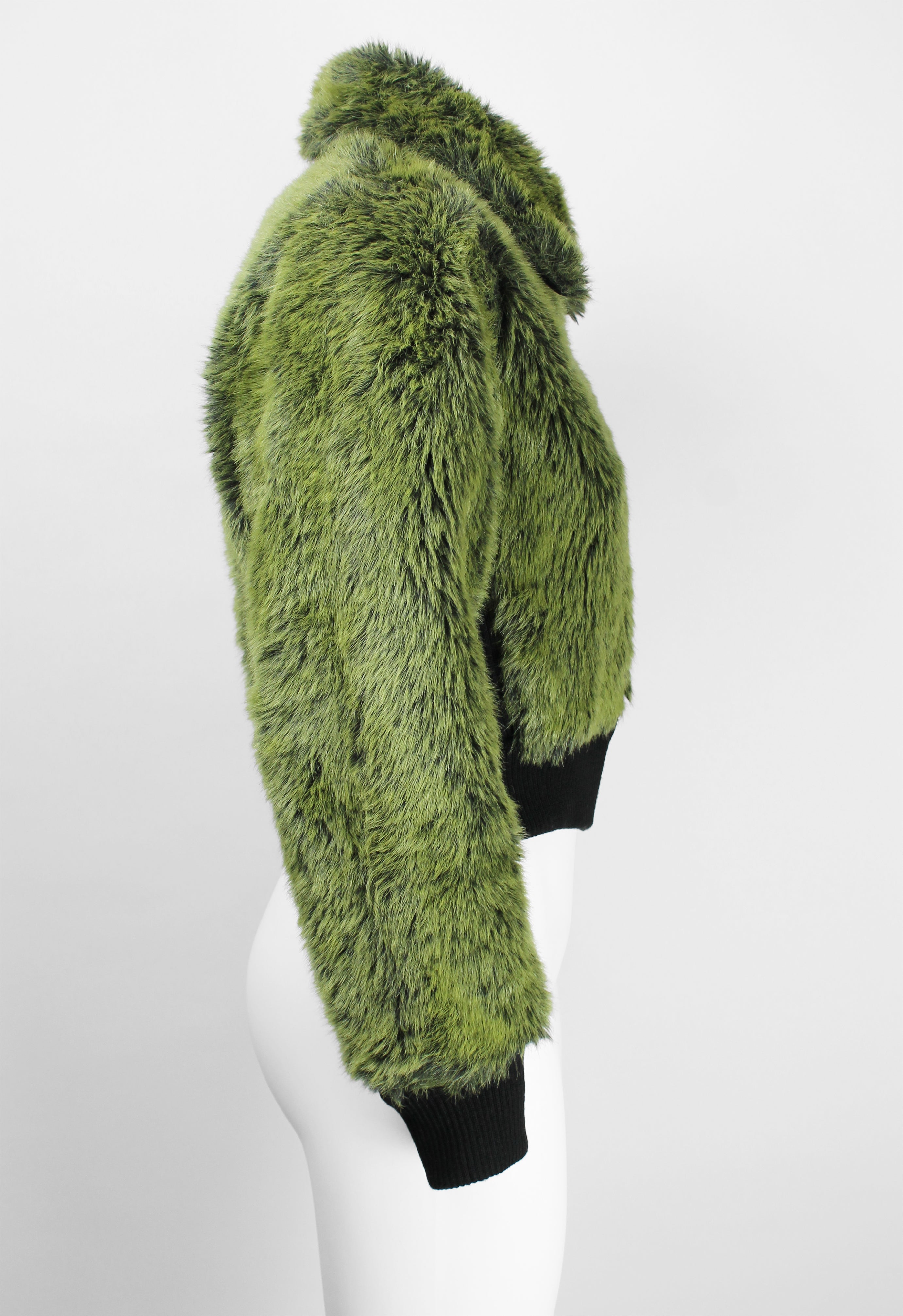 JEAN PAUL GAULTIER FW 1995 CROPPED GREEN FAUX FUR JACKET