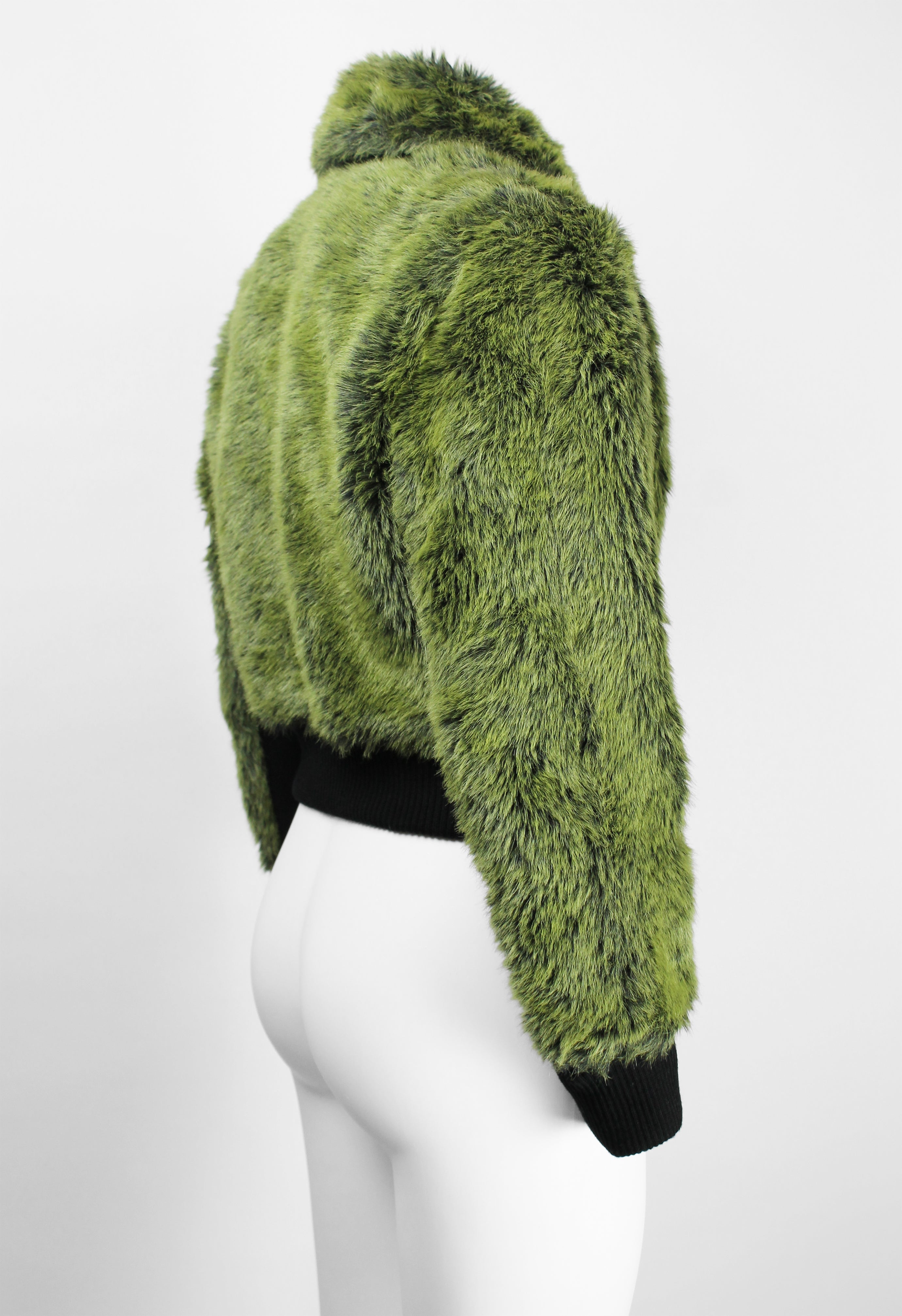 JEAN PAUL GAULTIER FW 1995 CROPPED GREEN FAUX FUR JACKET