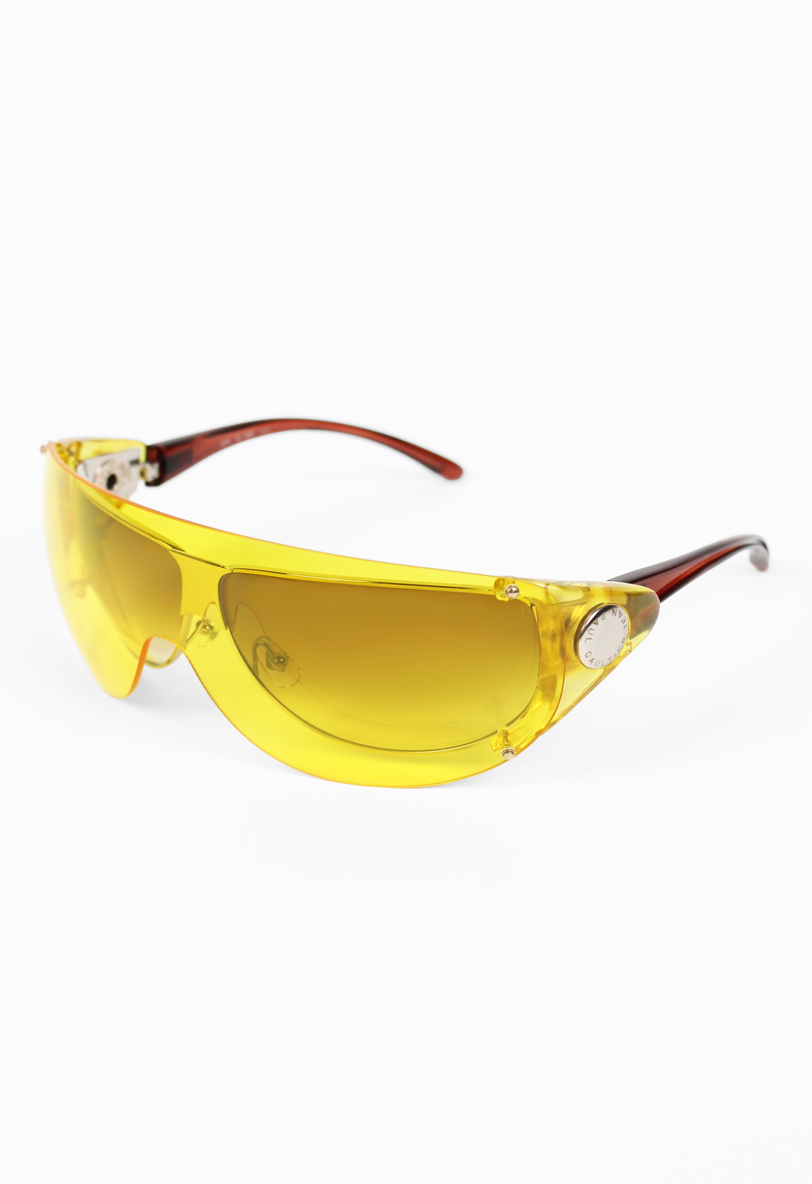 JEAN PAUL GAULTIER SS 2002 YELLOW DETACHABLE SHIELD SUNGLASSES