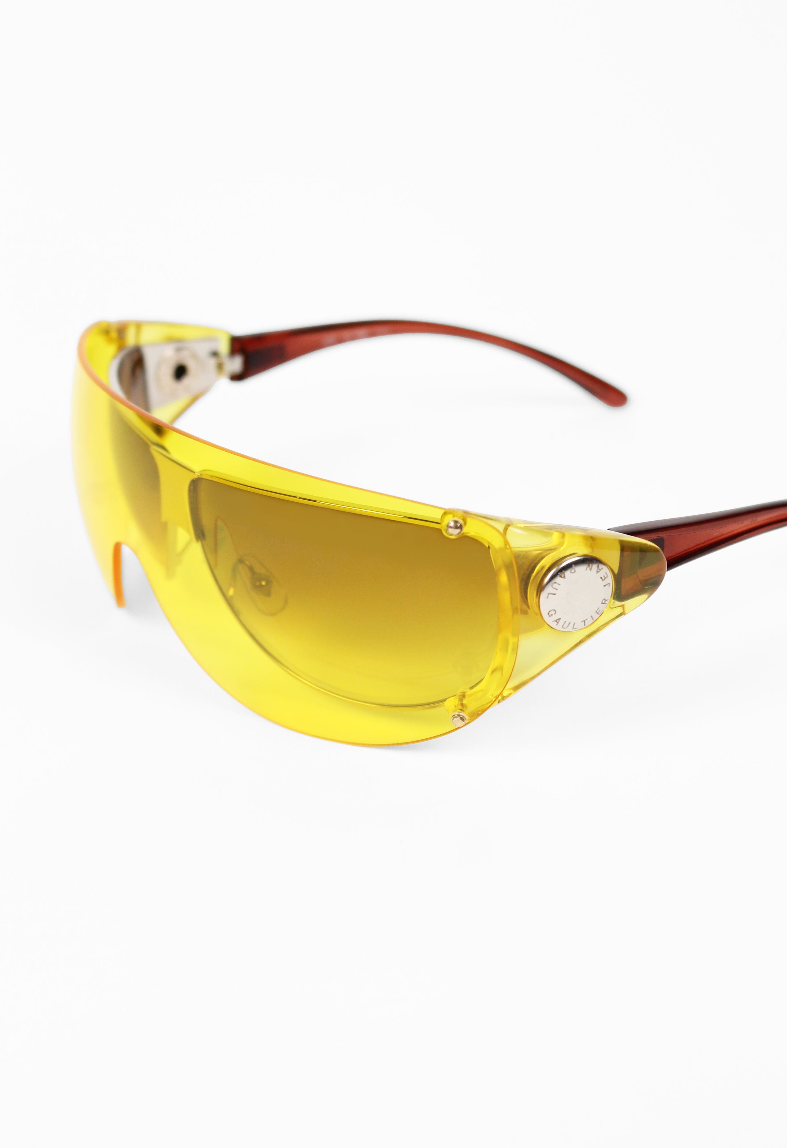 JEAN PAUL GAULTIER SS 2002 YELLOW DETACHABLE SHIELD SUNGLASSES
