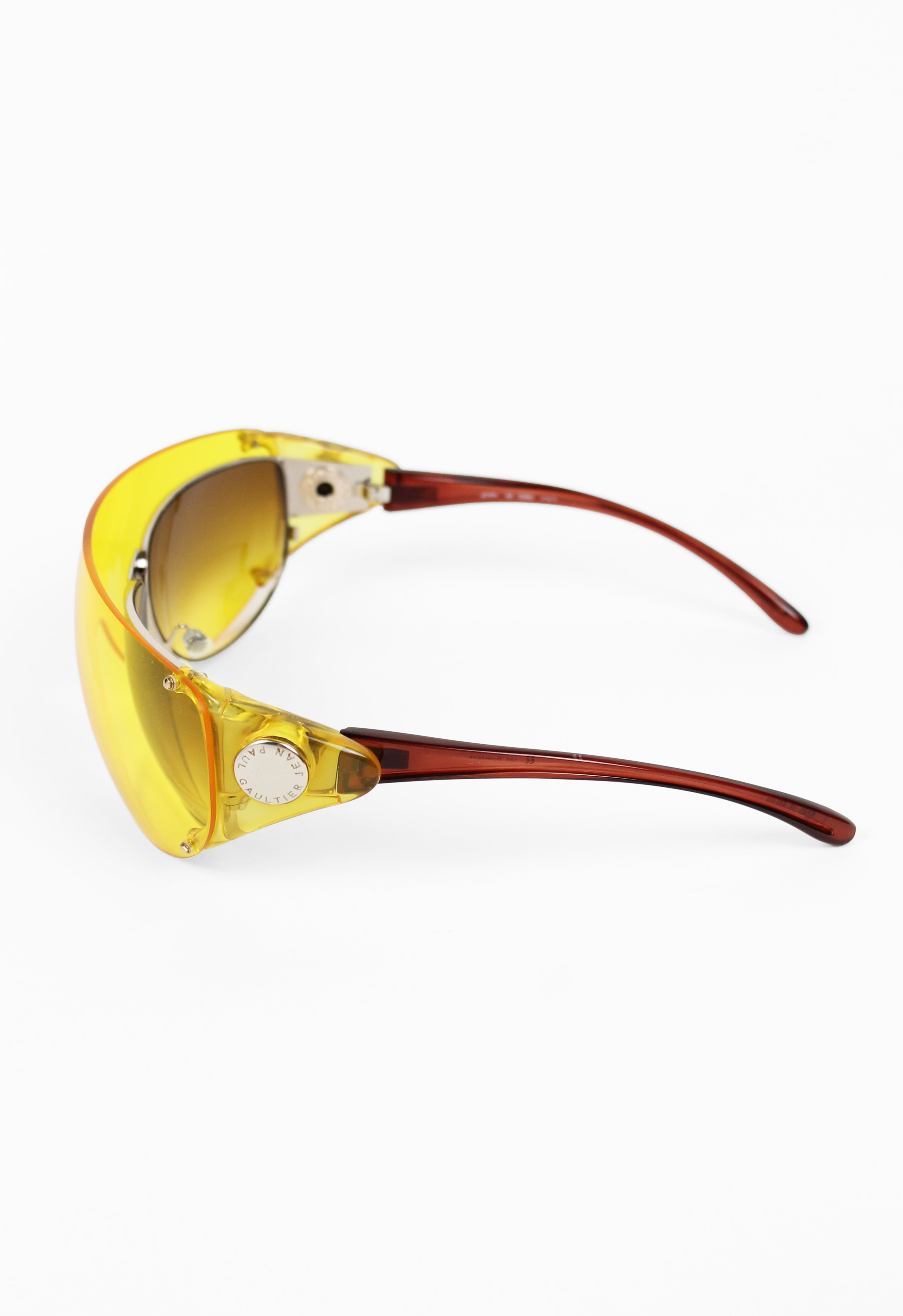 JEAN PAUL GAULTIER SS 2002 YELLOW DETACHABLE SHIELD SUNGLASSES