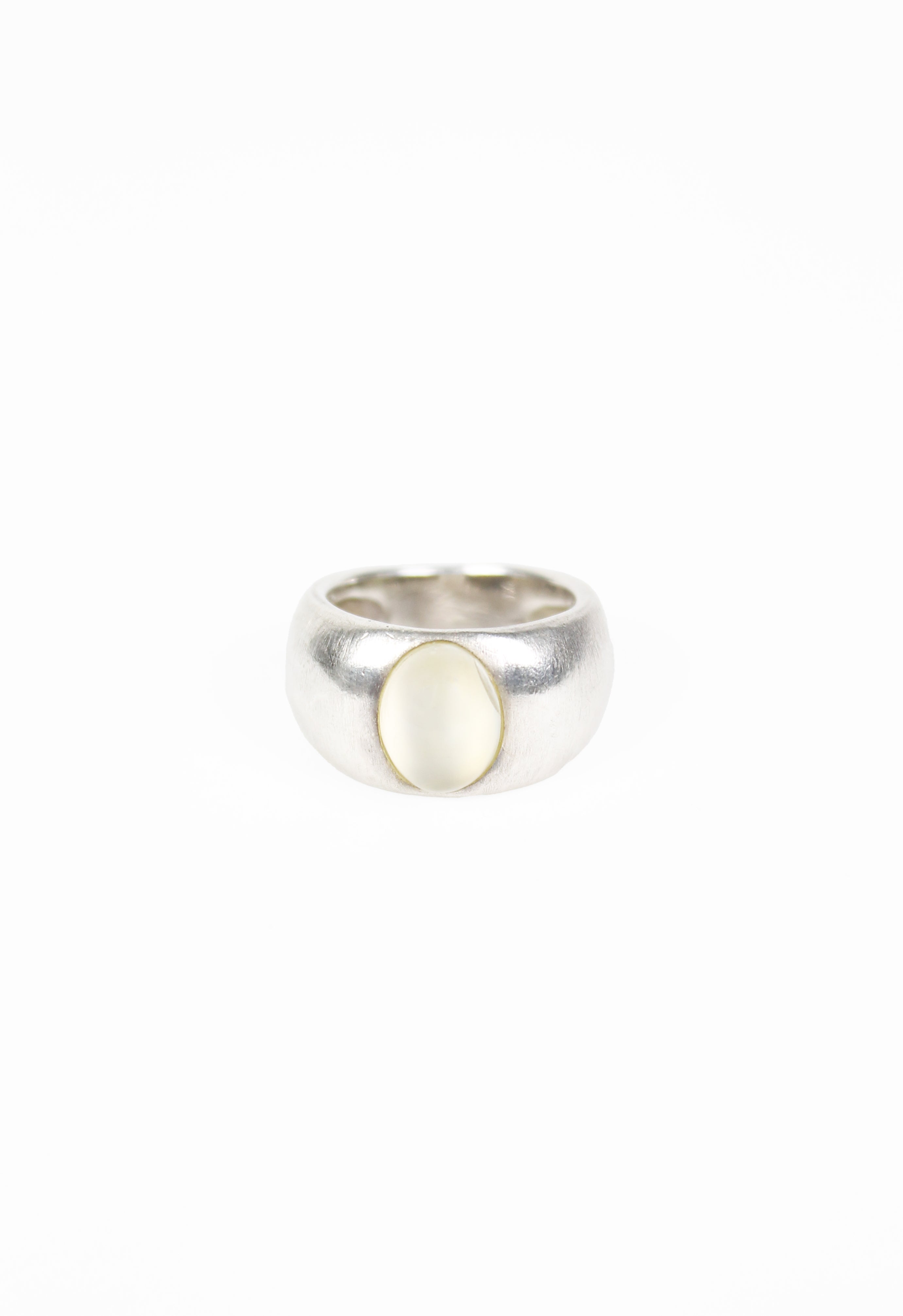 JEAN PAUL GAULTIER SILVER OVAL STONE RING