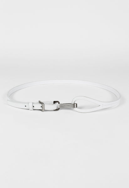 JIL SANDER 2003 WHITE LEATHER LOOP AND CLASP BELT