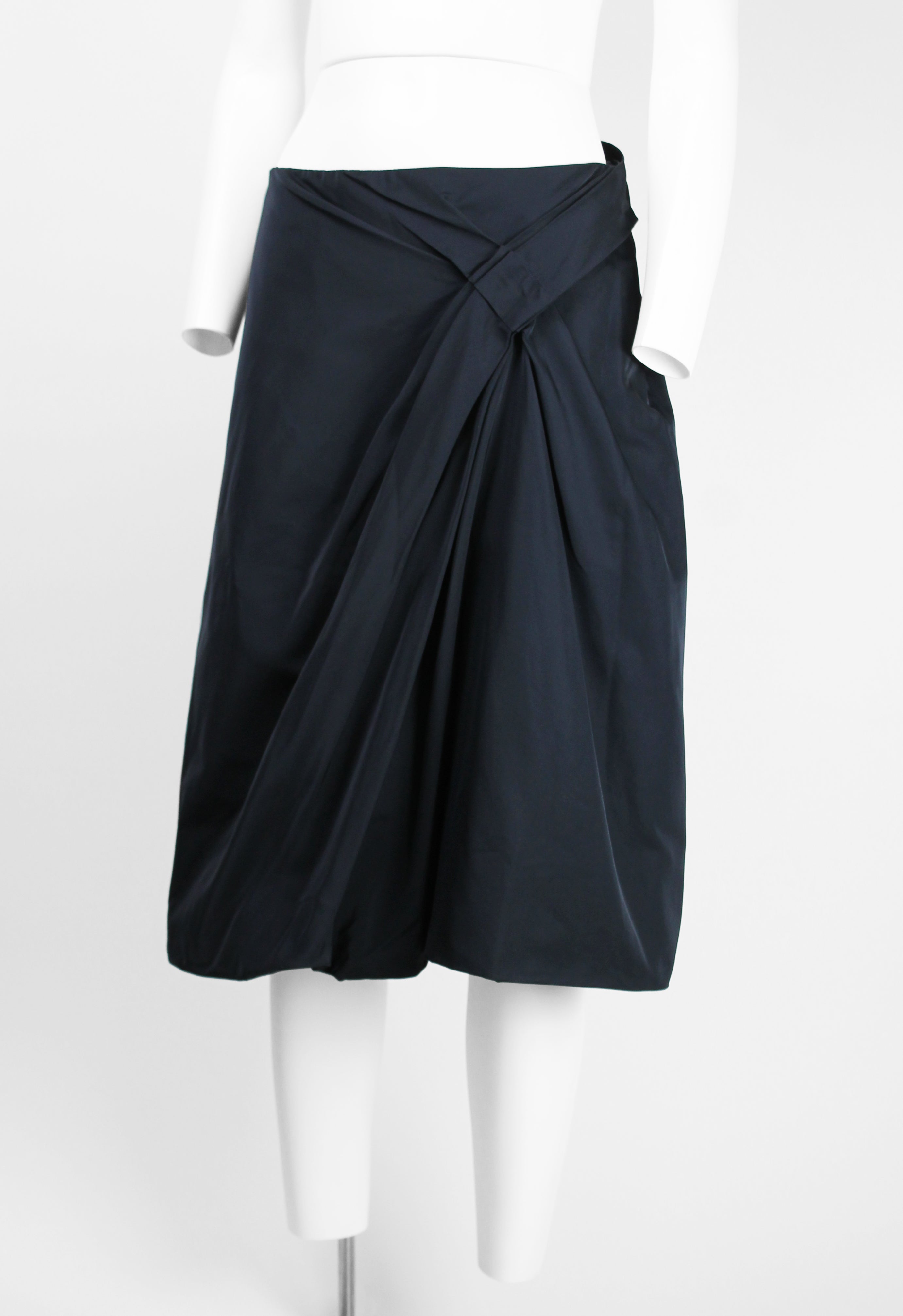 JIL SANDER SILK GATHERED BALLOON SKIRT