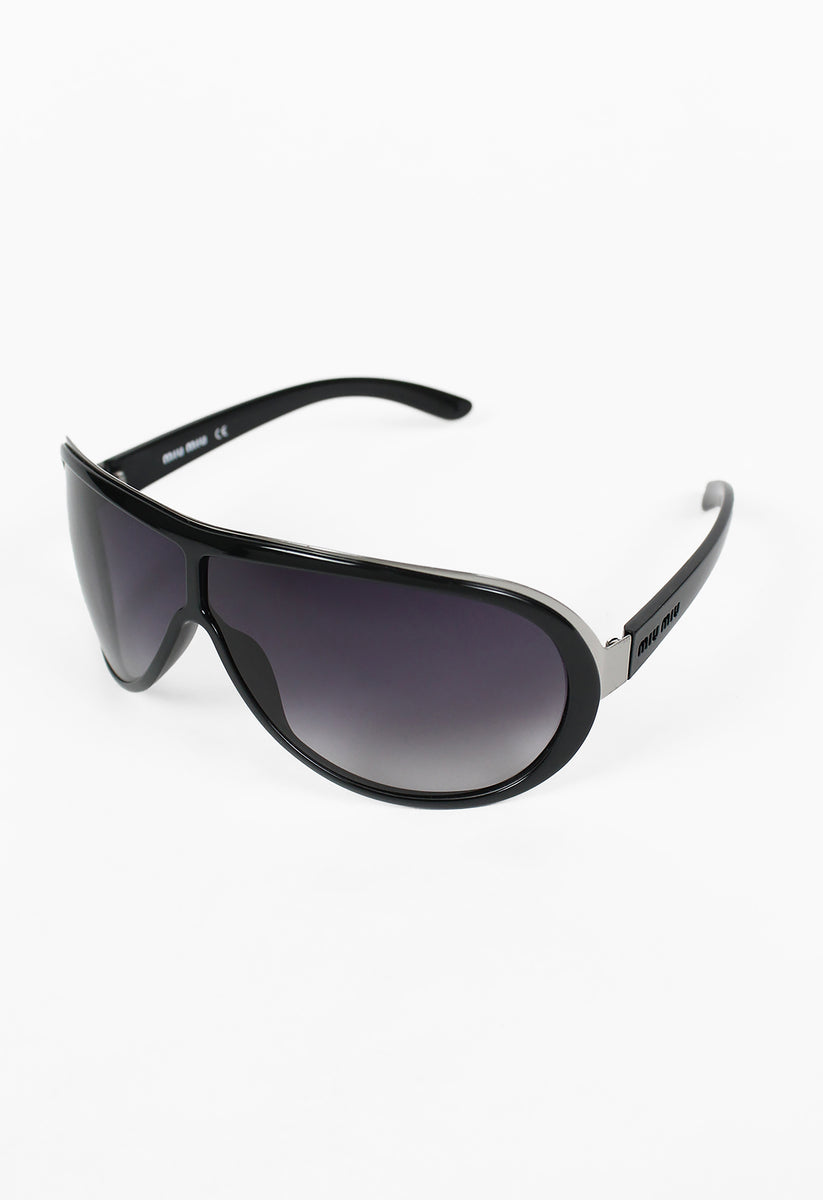 MIU MIU BLACK SHIELD SUNGLASSES – THE 543