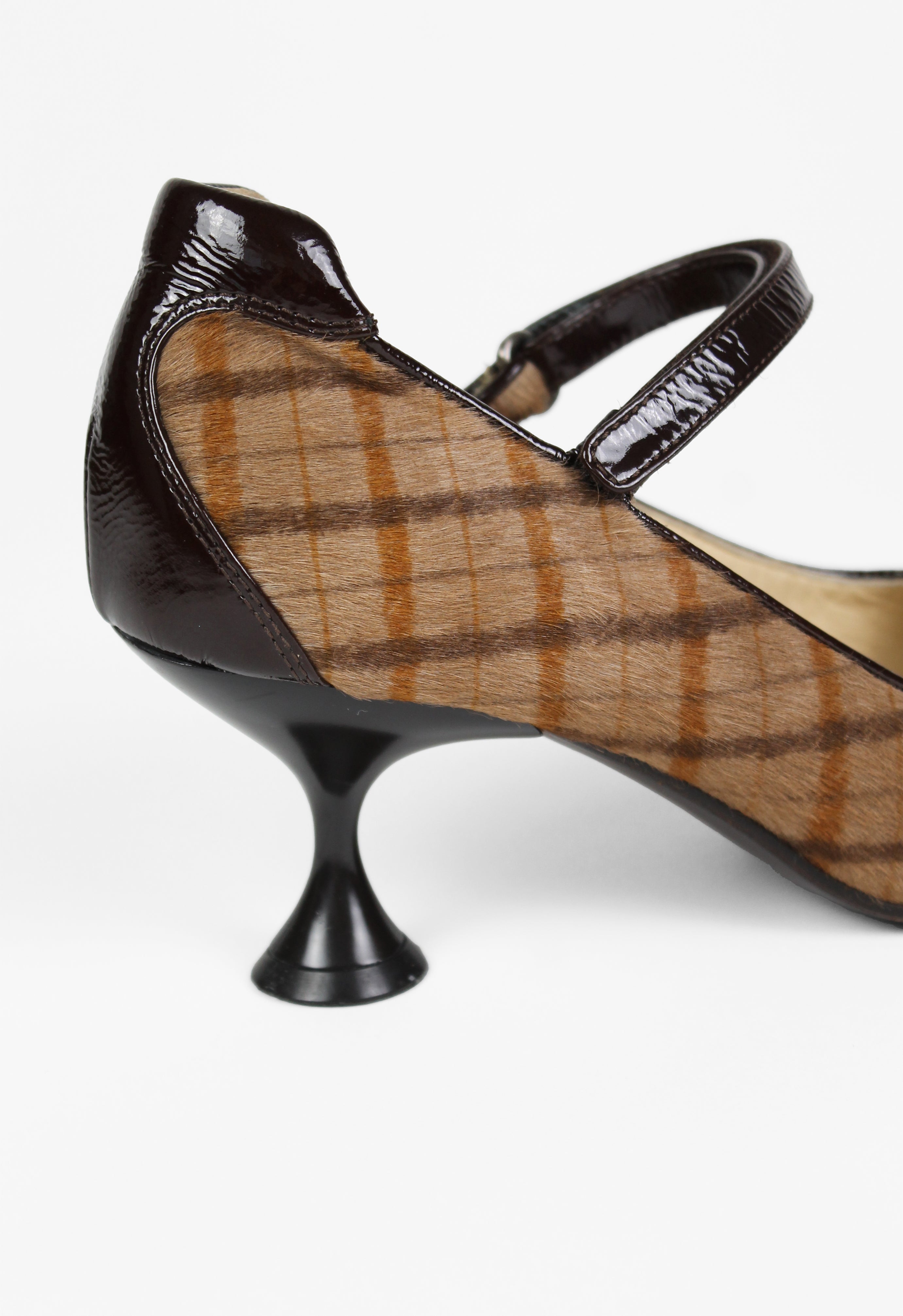 MIU MIU FW 1999 CALF HAIR CHECK HEELS