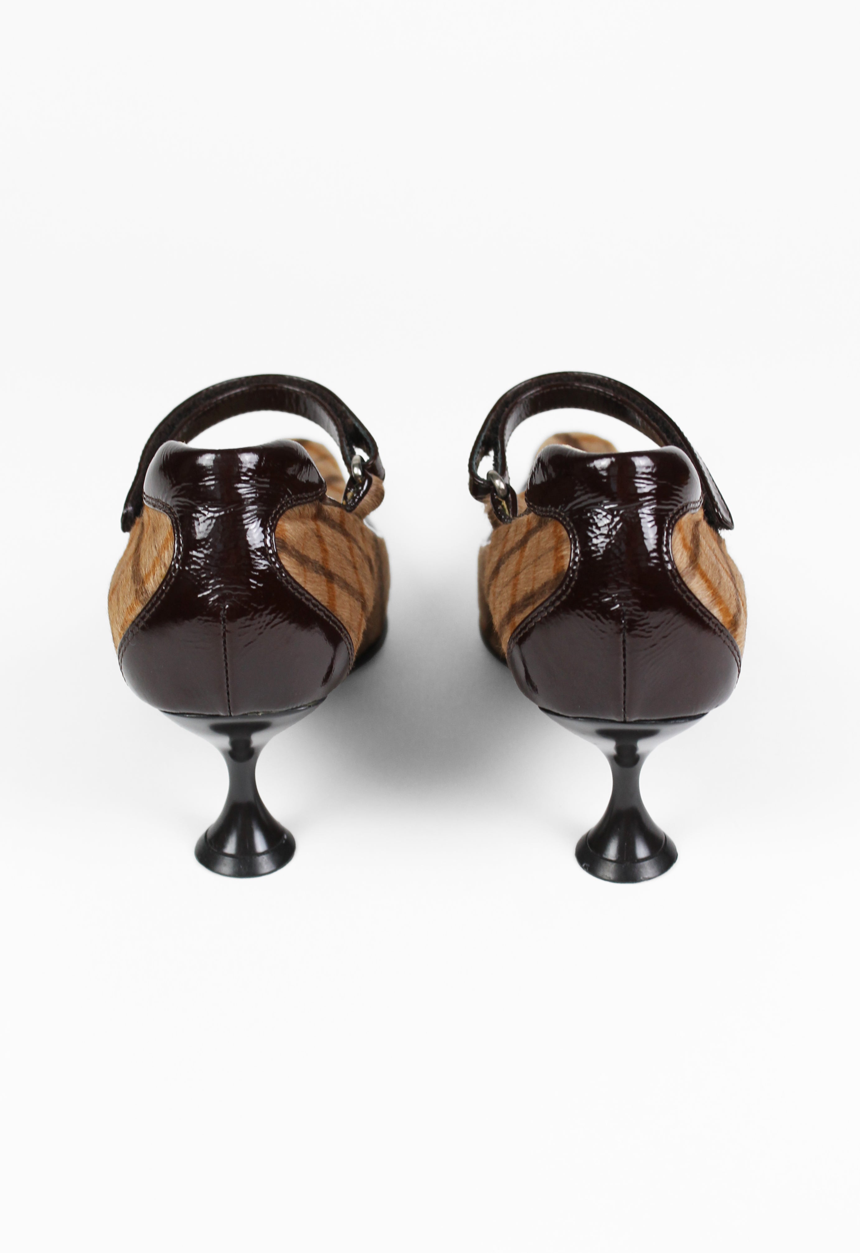 MIU MIU FW 1999 CALF HAIR CHECK HEELS