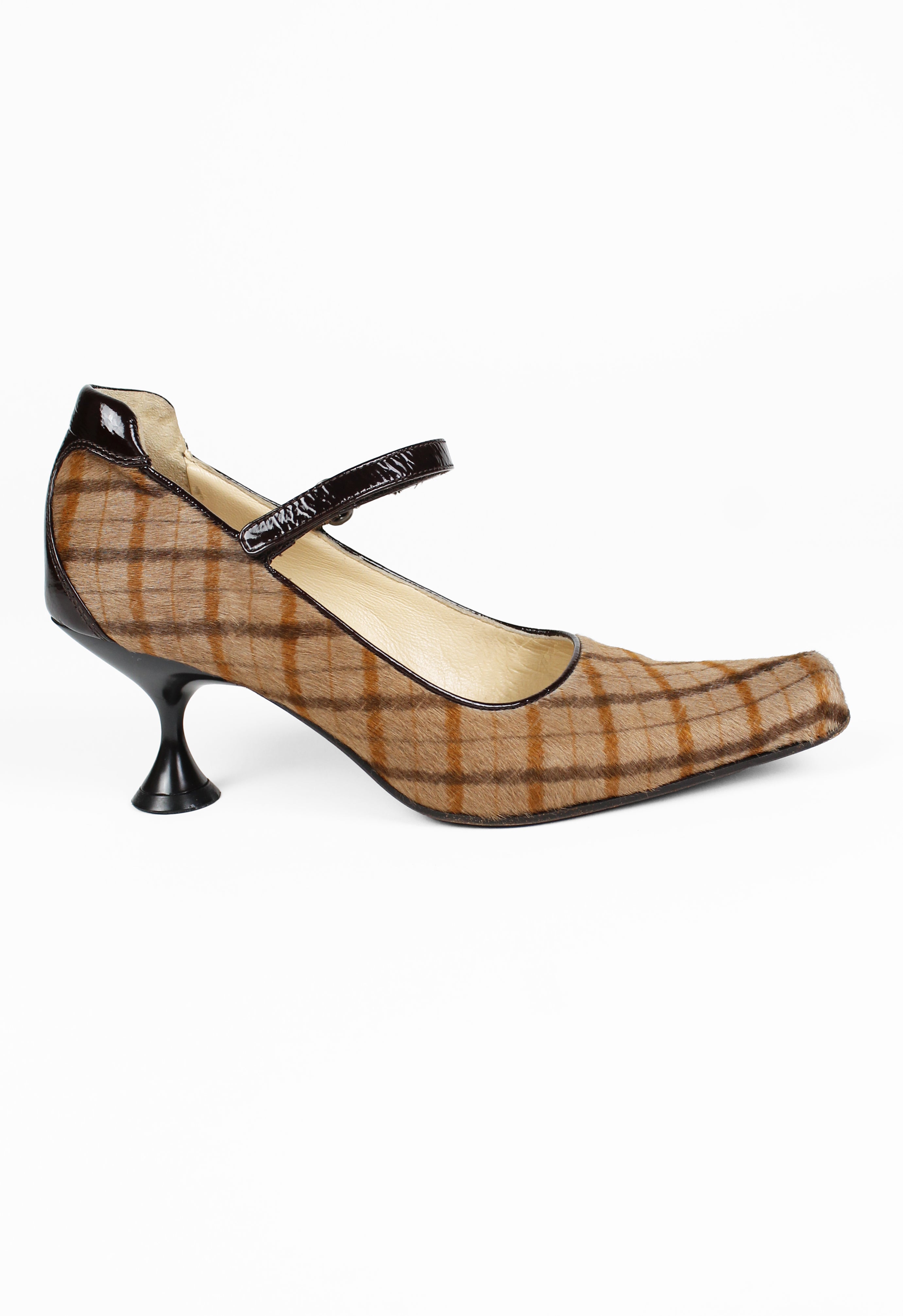 MIU MIU FW 1999 CALF HAIR CHECK HEELS