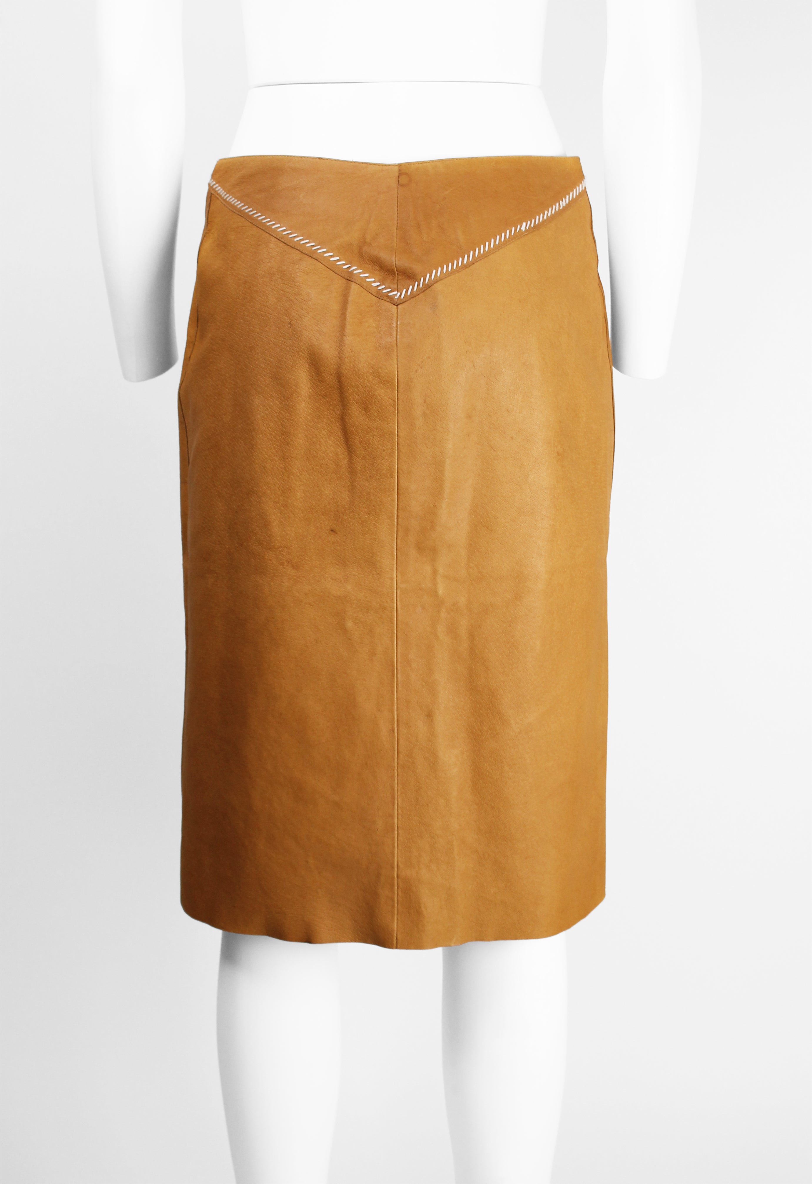 MIU MIU WESTERN LEATHER WRAP SKIRT