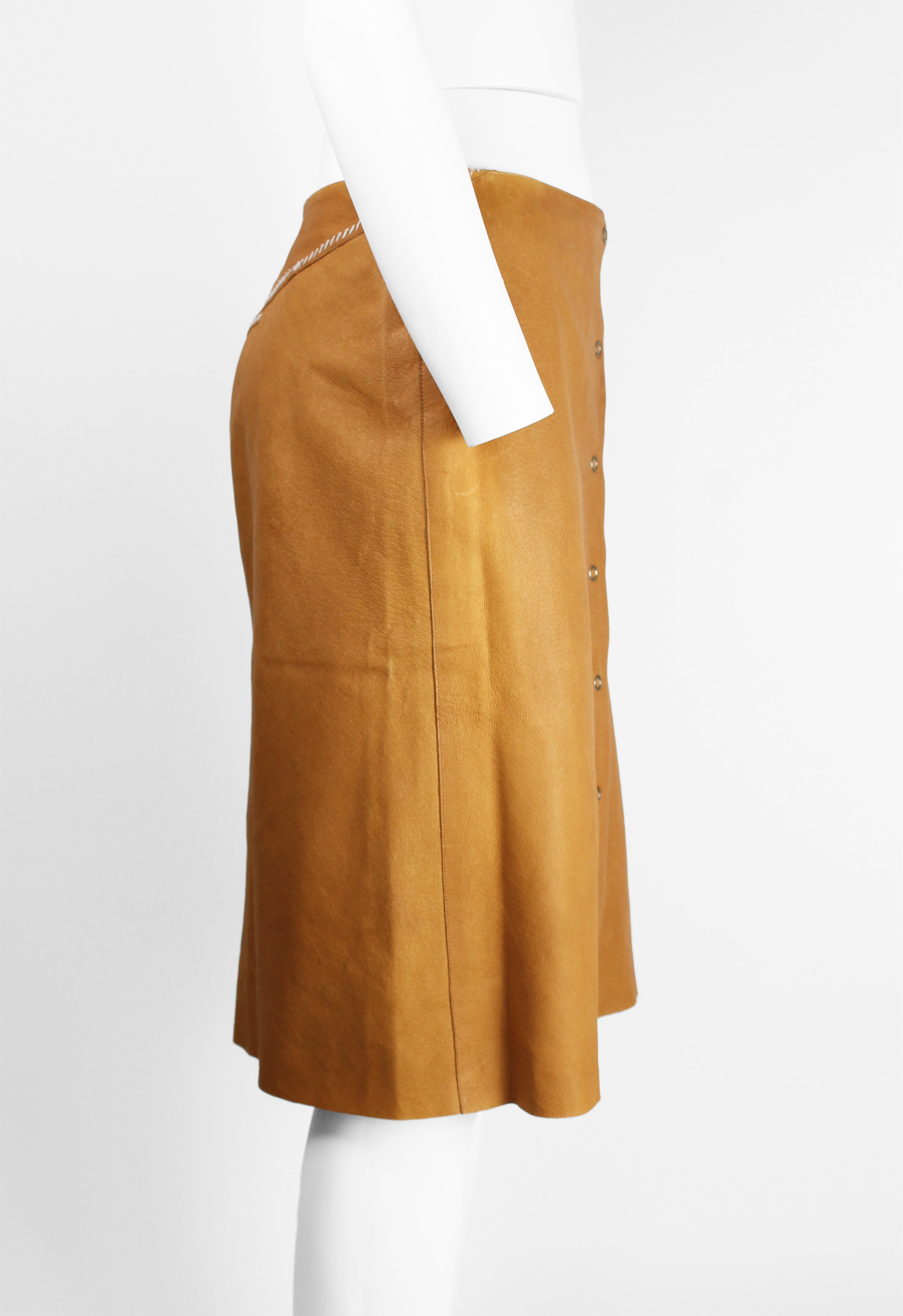 MIU MIU WESTERN LEATHER WRAP SKIRT