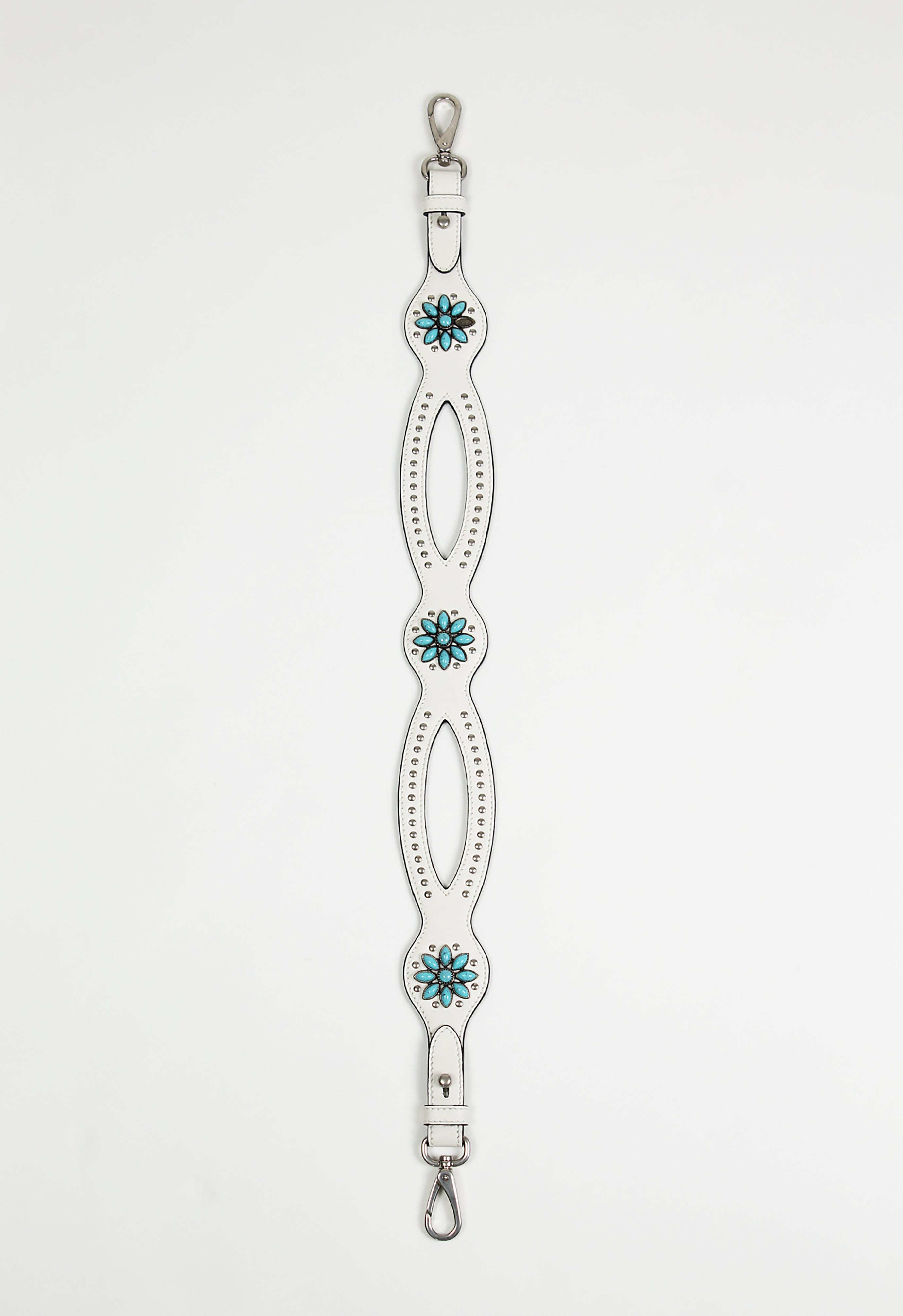 PRADA TURQUOISE STONE FLOWER STUDDED BAG STRAP