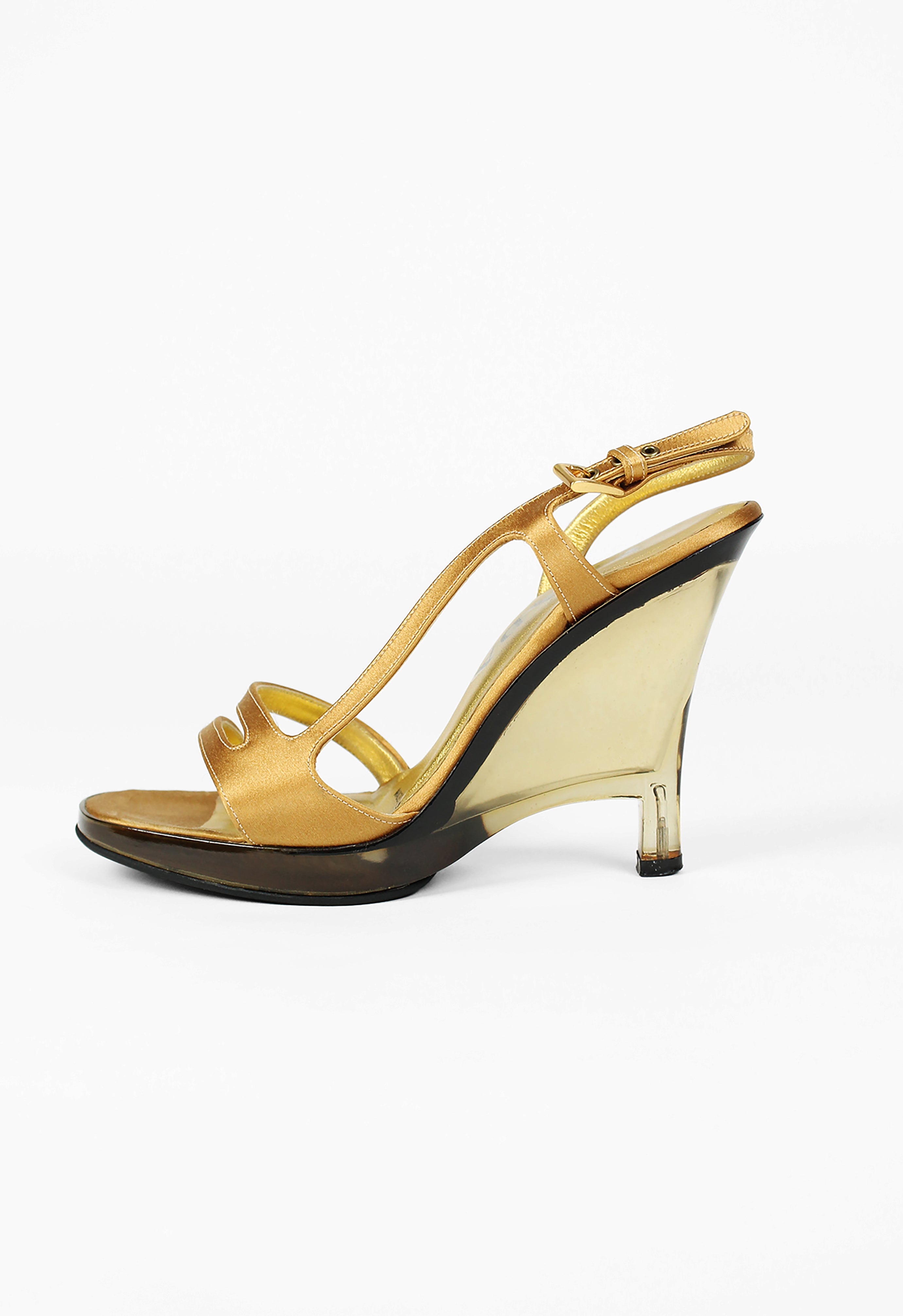 PRADA SS 1998 GOLD LUCITE WEDGE HEELS – THE 543