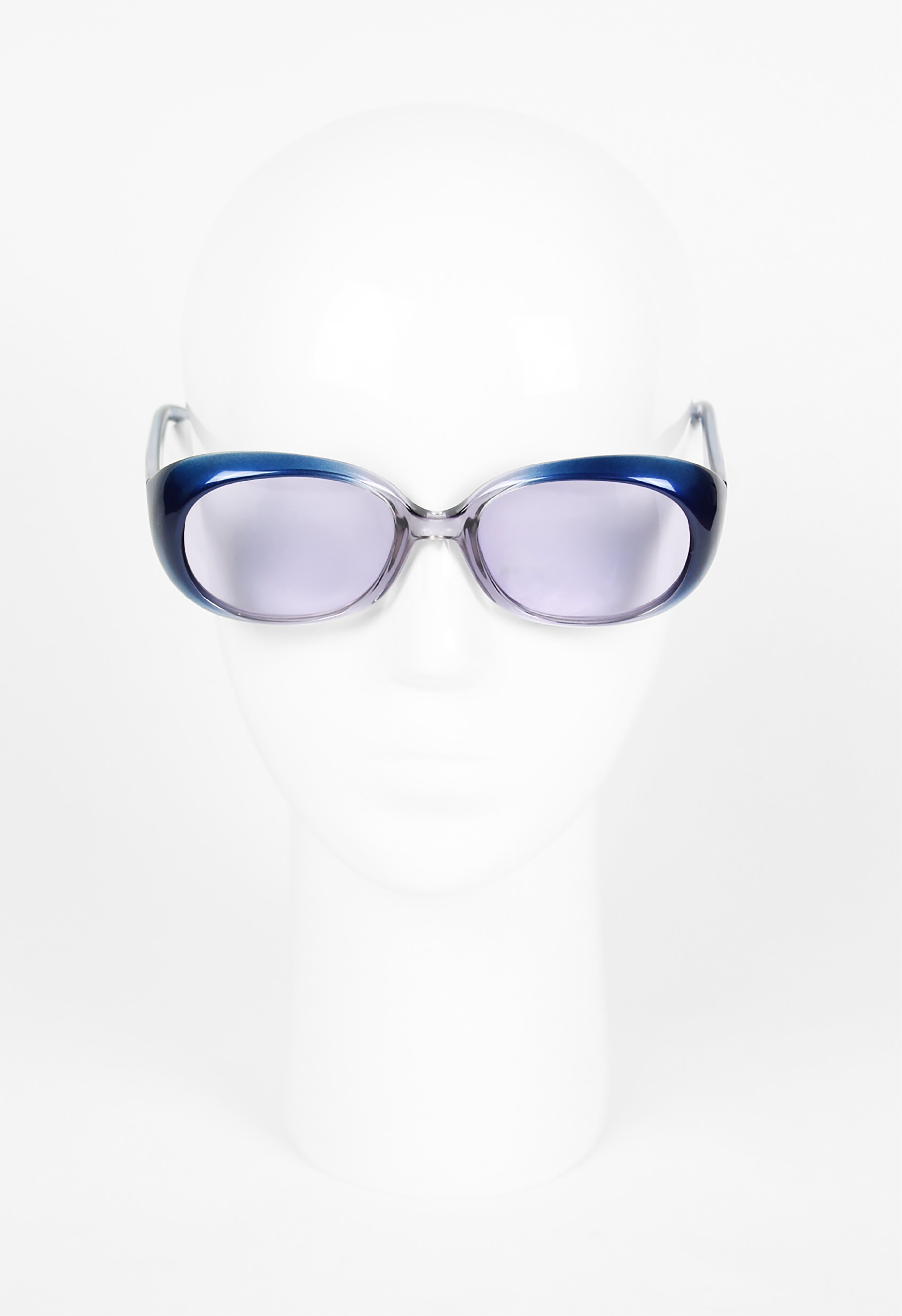 ROMEO GIGLI 1990'S BOLD BLUE AND TRANSPARENT FRAME SUNGLASSES