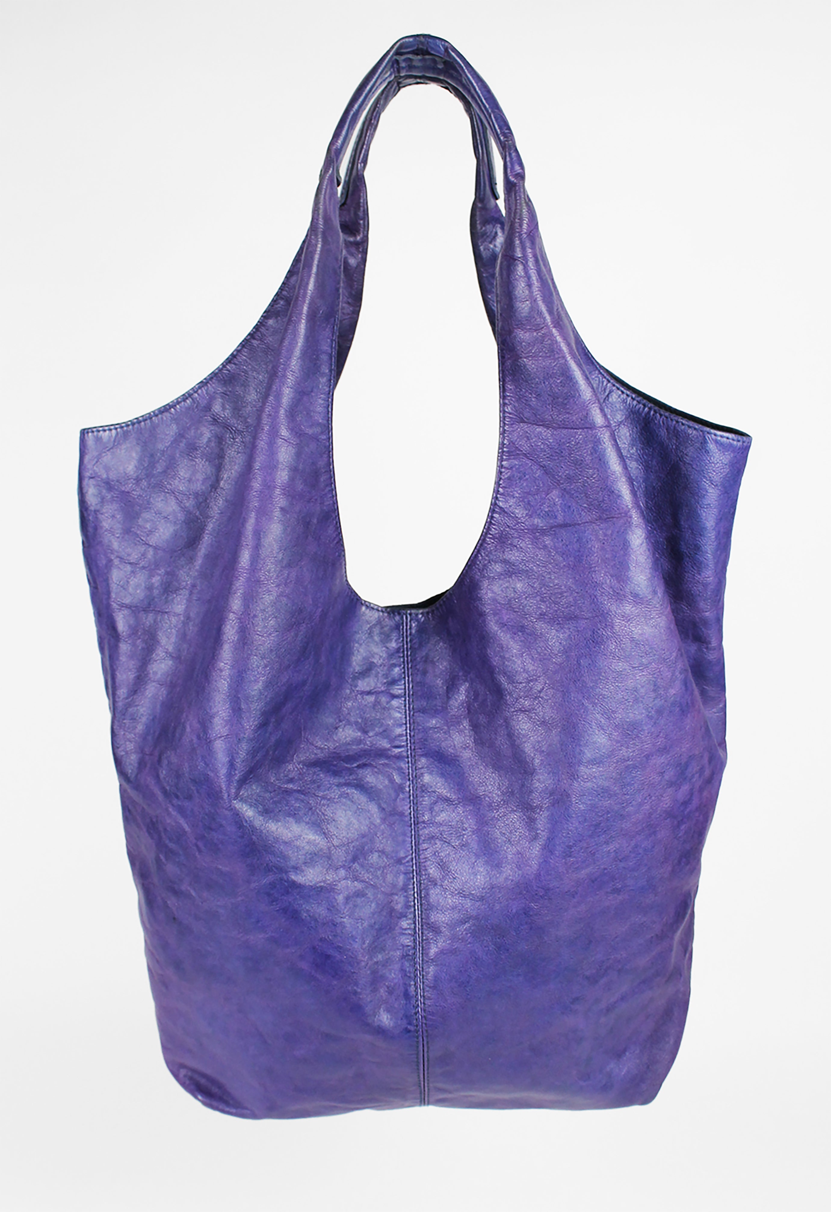 YOHJI YAMAMOTO Y'S DYED PURPLE LEATHER SHOPPER BAG