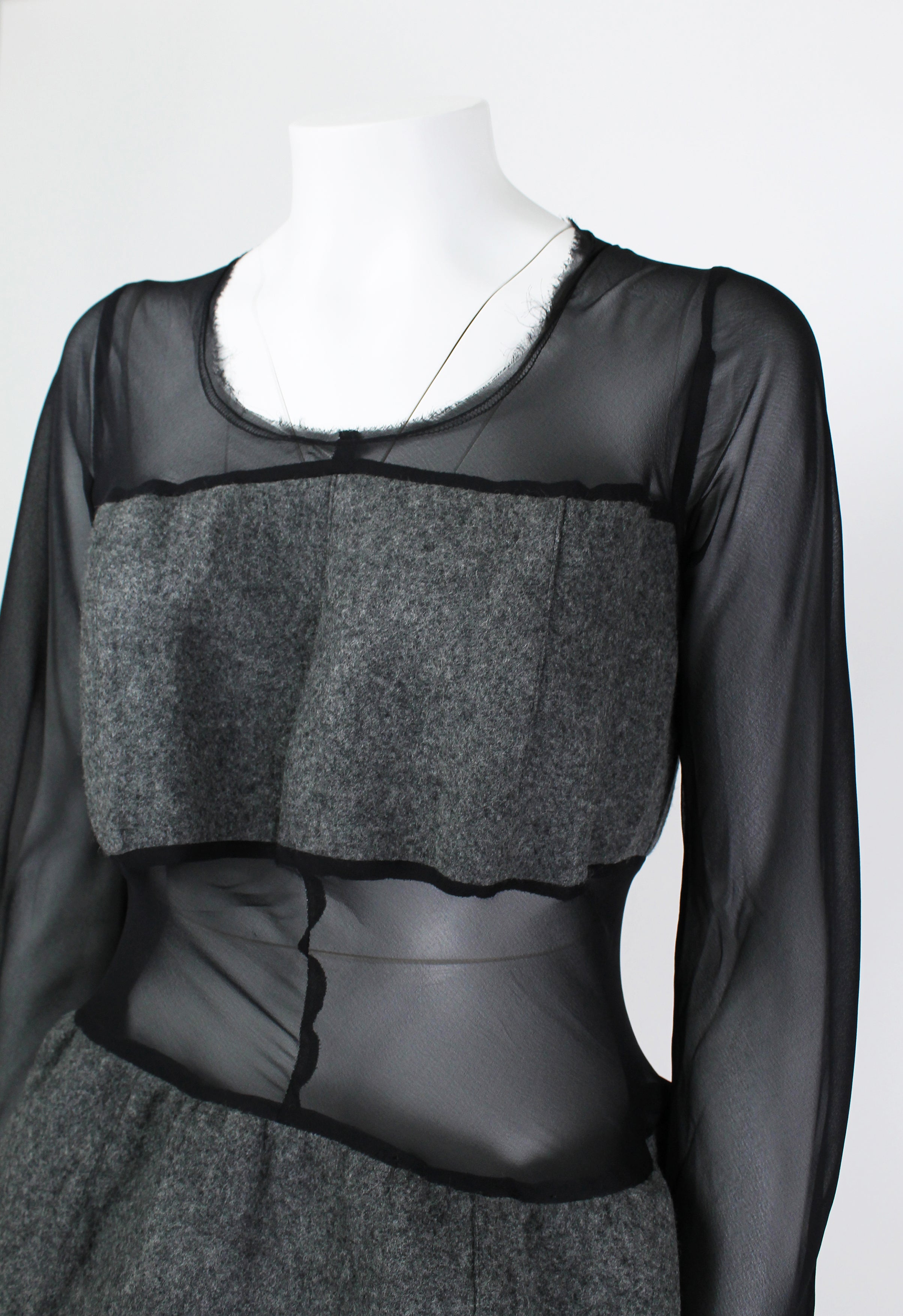 COMME DES GARCONS FW 1993 SHEER DRESS WITH WOOL PANELS