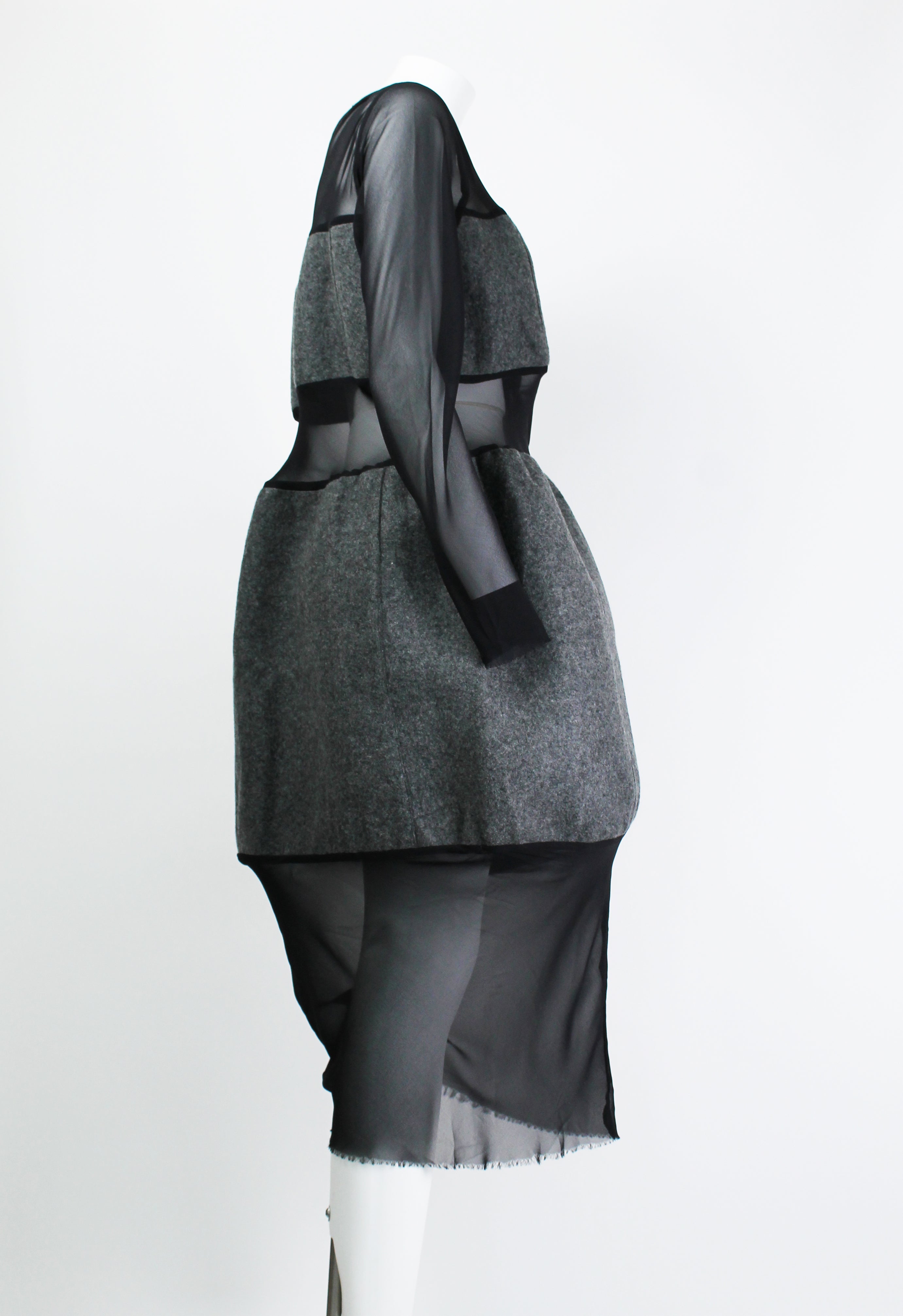 COMME DES GARCONS FW 1993 SHEER DRESS WITH WOOL PANELS
