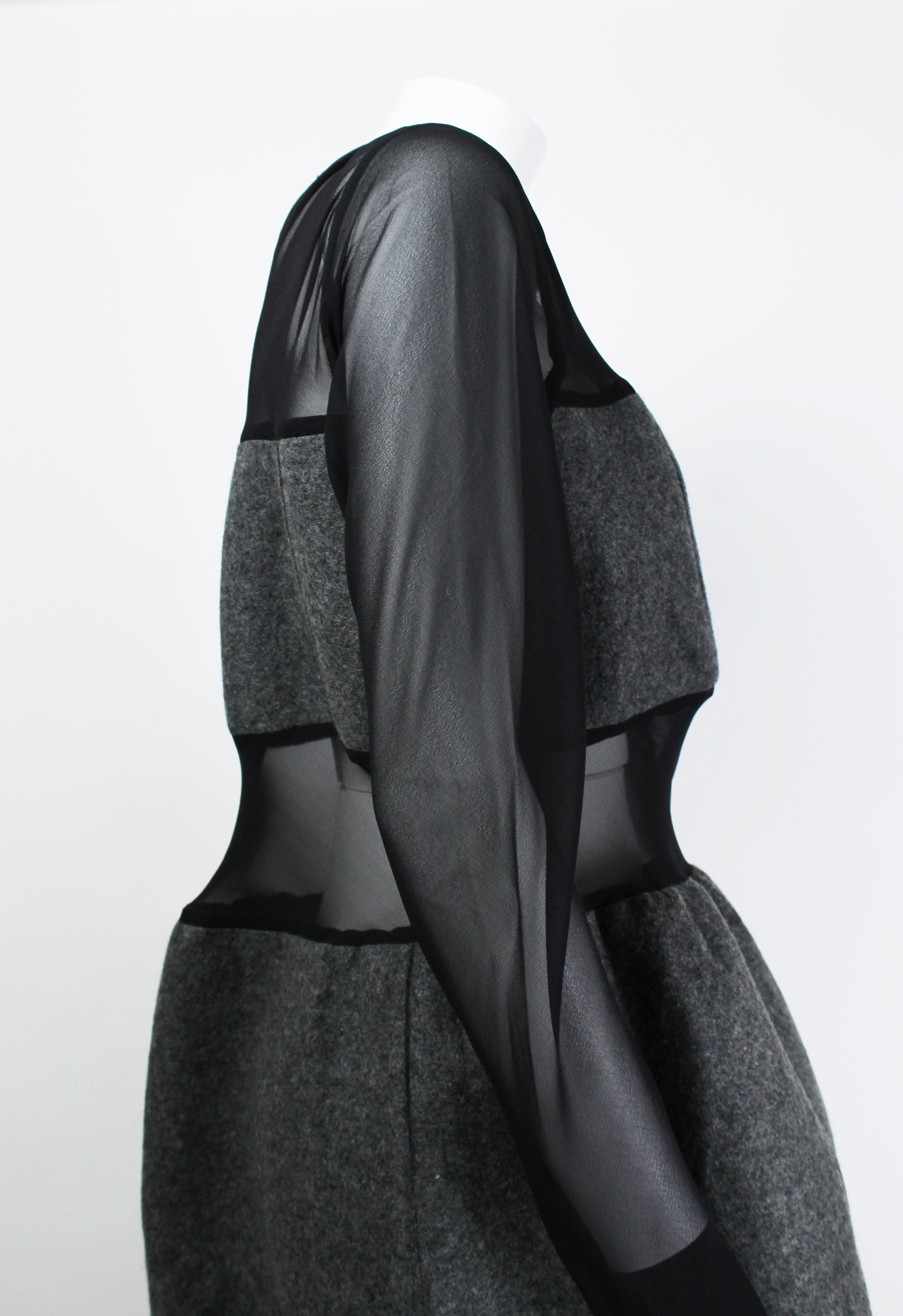 COMME DES GARCONS FW 1993 SHEER DRESS WITH WOOL PANELS