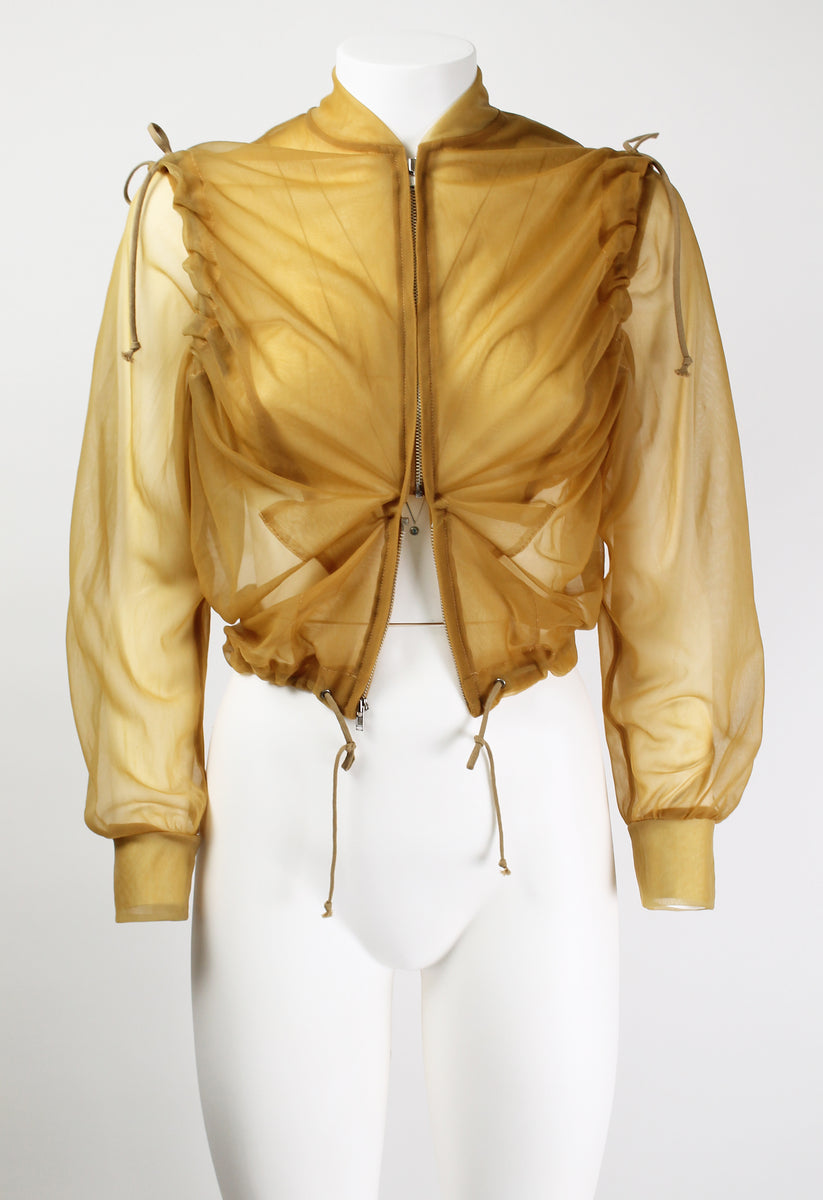 courreges 00s サテン フーディ ジャケット Y2K ハイネックショートレザージャケット レディース Y2K[品番