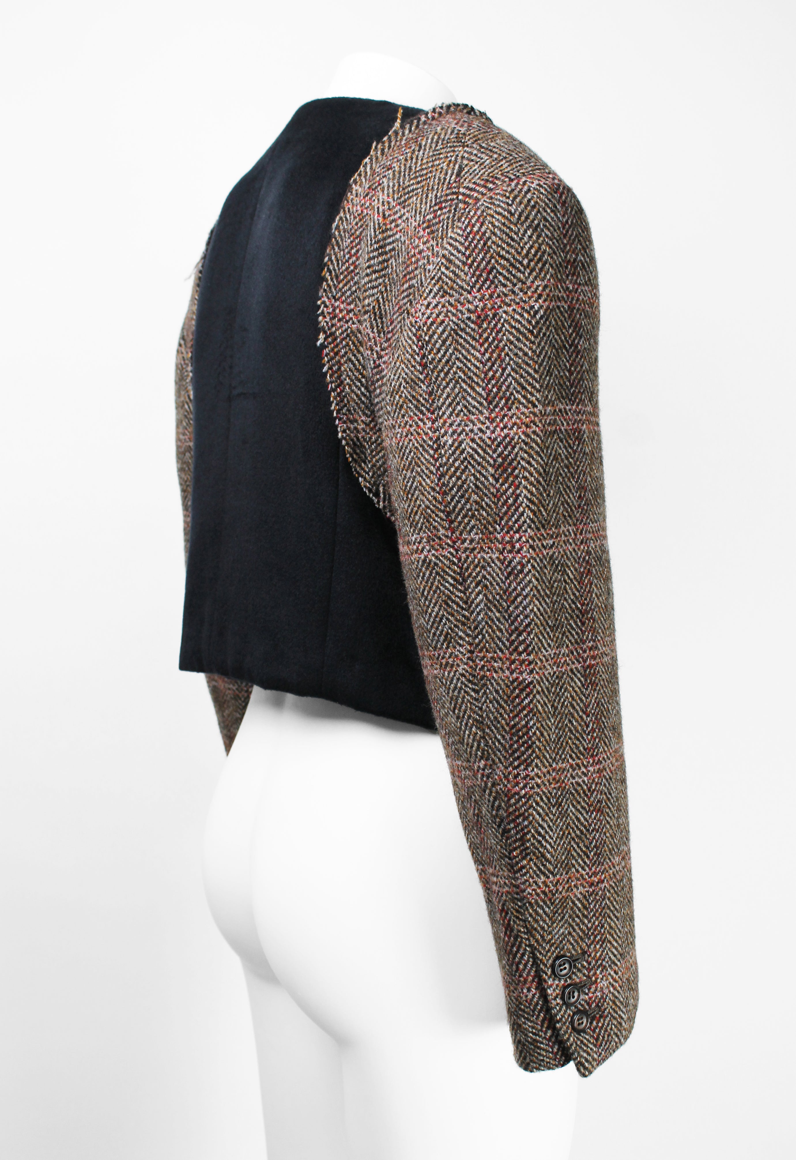 COMME DES GARCONS FW 1993 RECONSTRUCTED SILK AND WOOL CROPPED JACKET